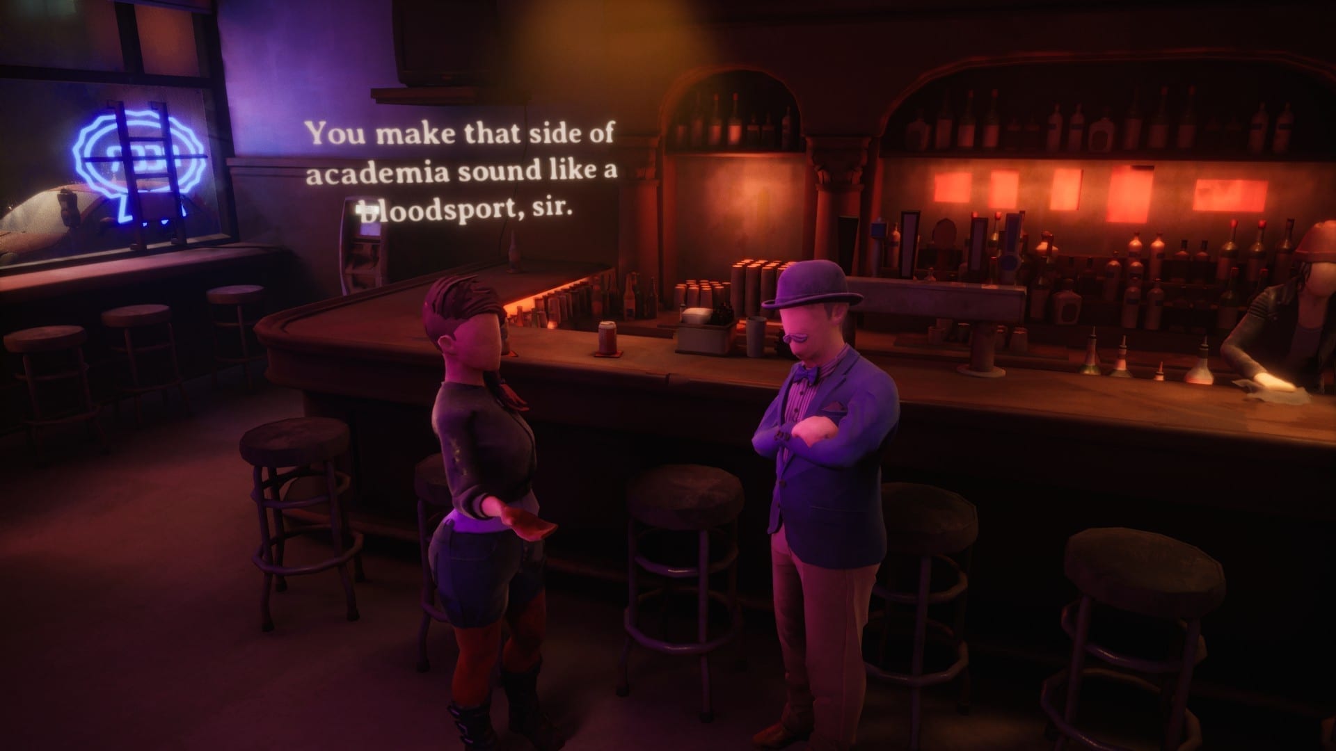 A screenshot of Dreamscaper as Cassidy is talking to Bruce