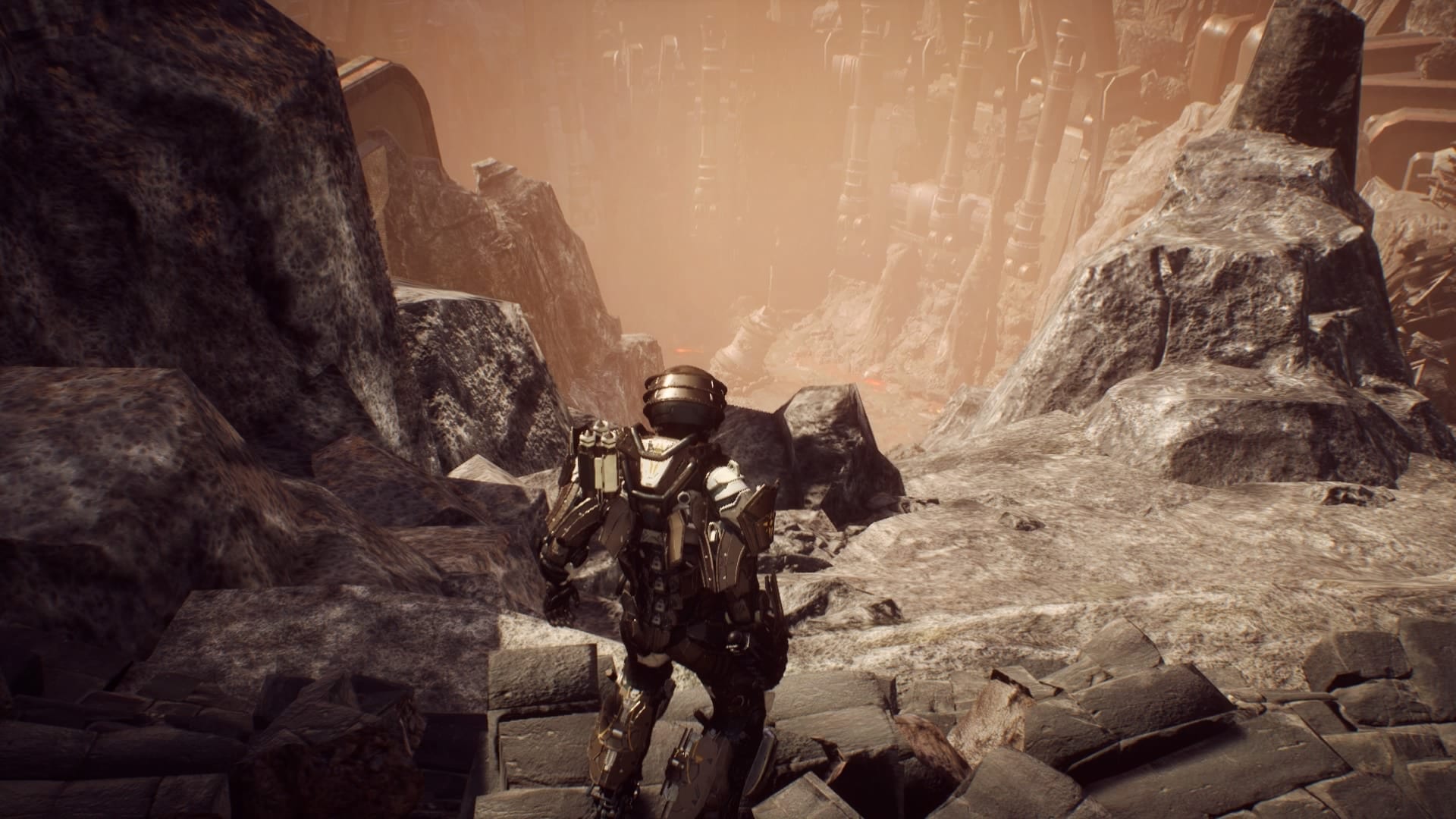 A screenshot of the open world in Anthem