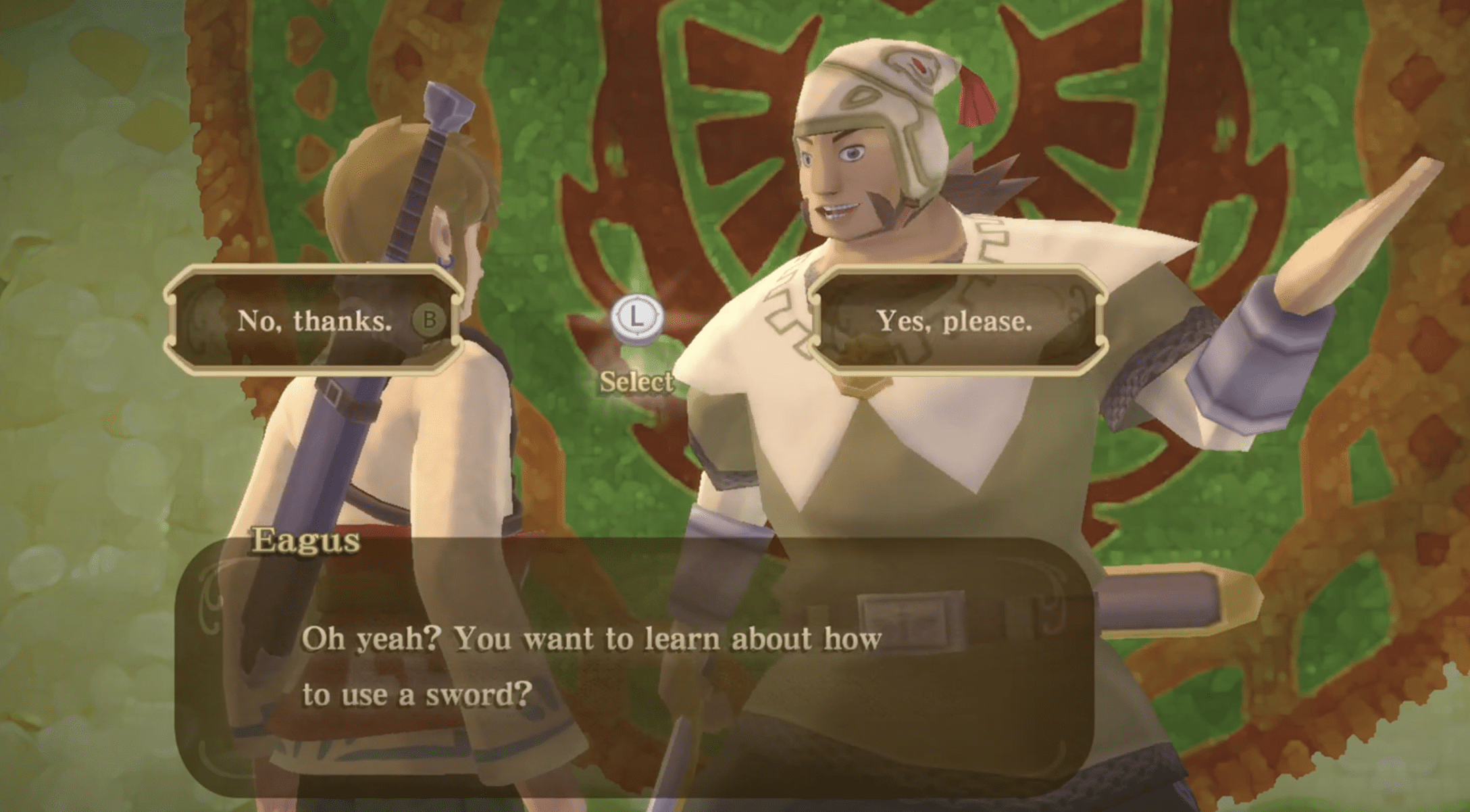 Sword tutorials are optional in Skyward Sword HD, with the option to say no to training