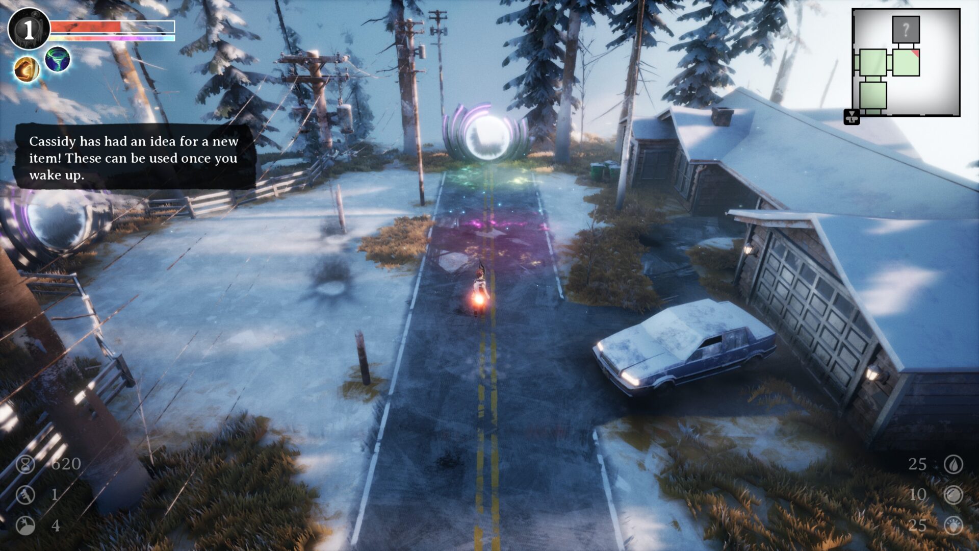 Each level is procedurally created out of elements of Cassidy's memories to form a unique dungeon on each new visit.