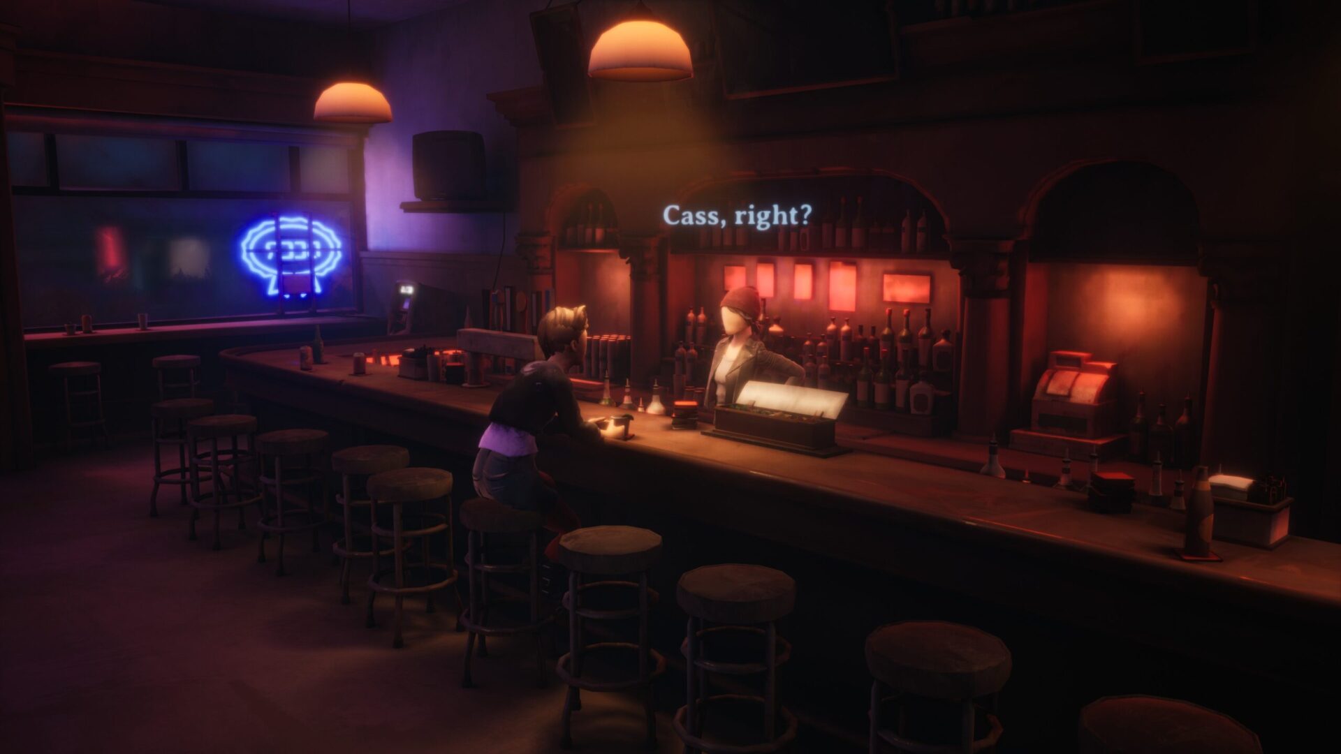 Befriending Eve, the bartender not only gives Cassidy a friendly ear, it also gives her an equipable buff for fighting dream monsters