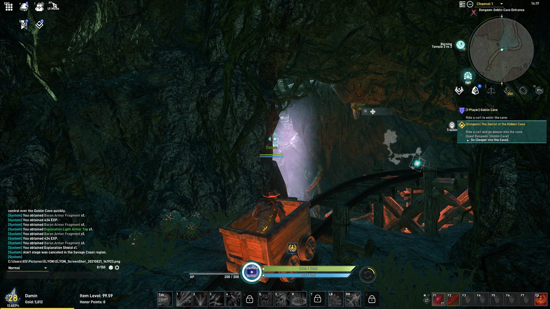 Elyon Goblin Cave Screenshot Elyon Screenshots from one of the dungeons called the Goblin Cave
