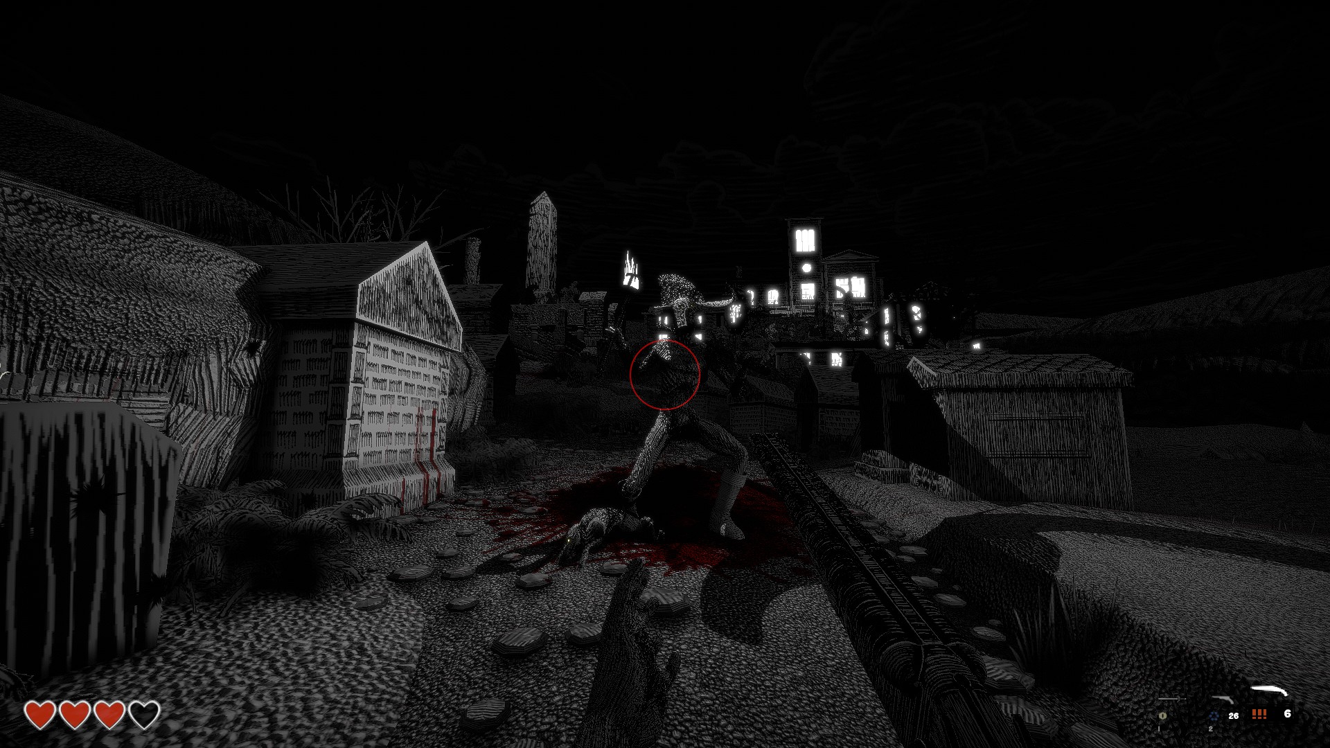 Shooting a zombie with the shotgun