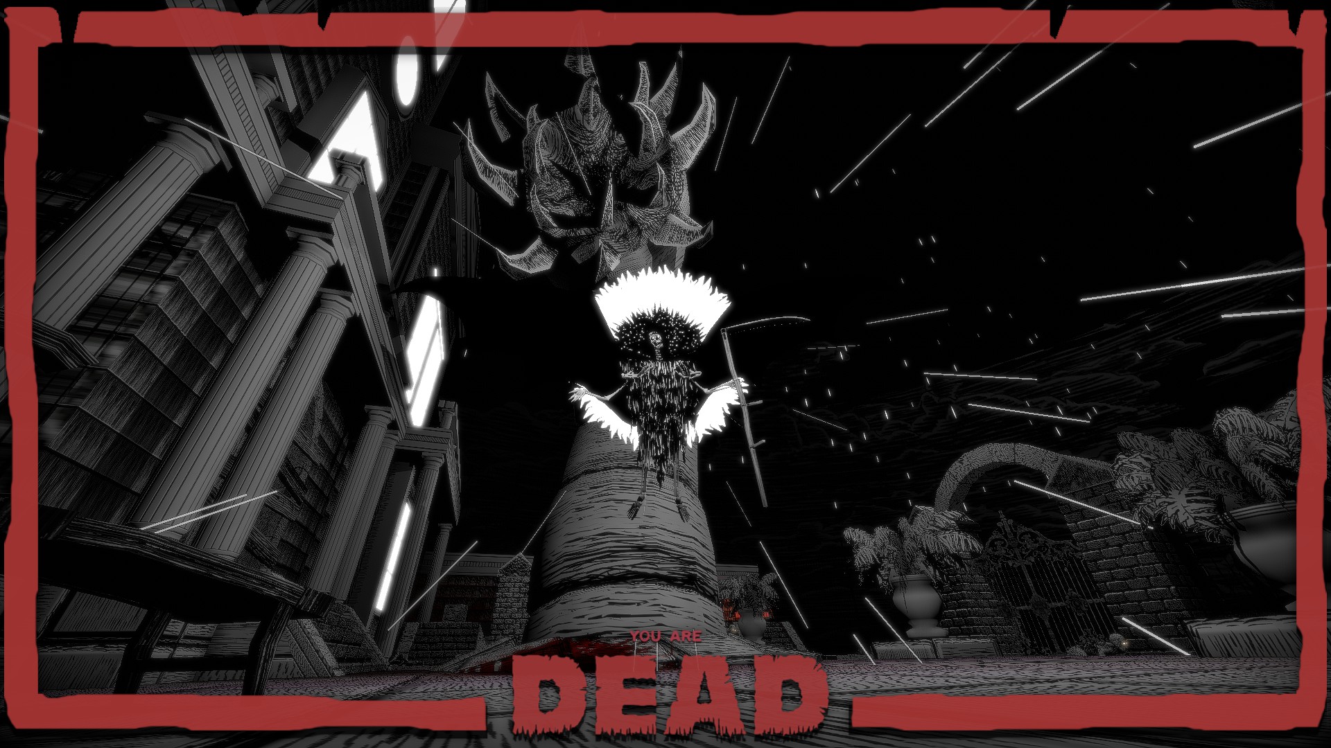 The death screen after getting killed by the worm monster