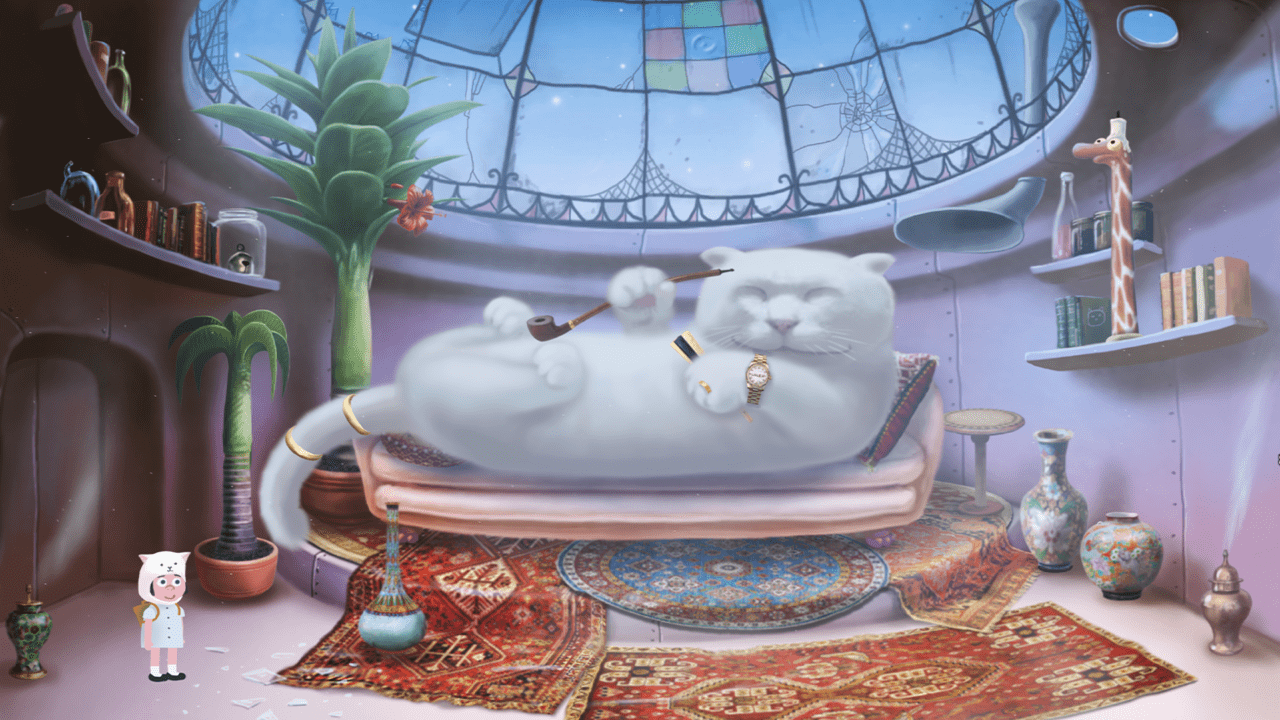 Catie in Meowmeowland Caterpillar level