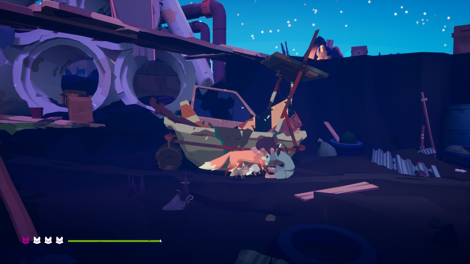Endling Screenshot 04 A young girl hugging a fox