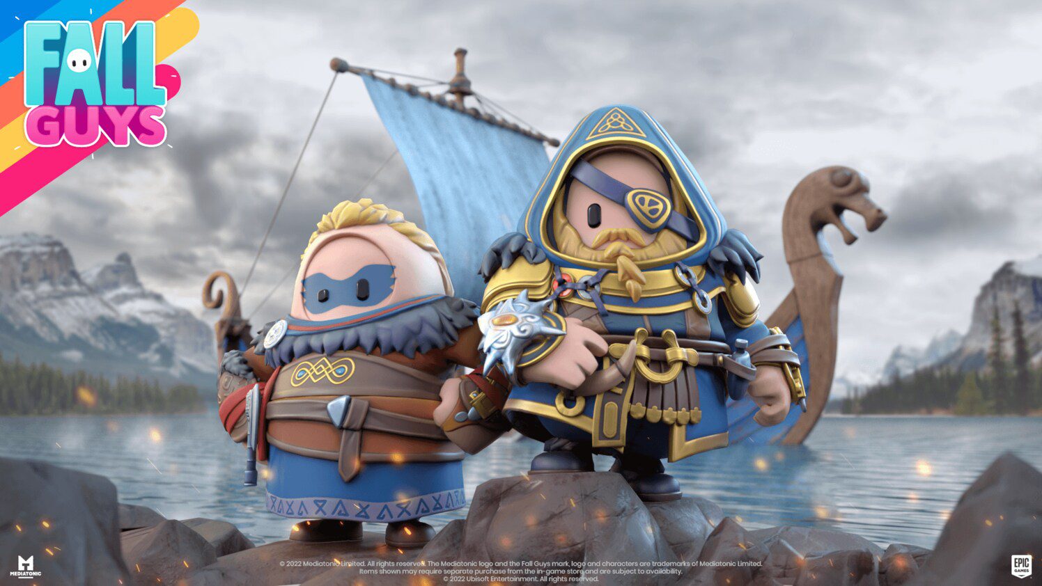 Odin and Eivor from Assassin's Creed Valhalla, Fall Guys' latest paid collaboration outfits. Odin and Eivor from Assassin's Creed Valhalla, Fall Guys' latest paid collaboration outfits.
