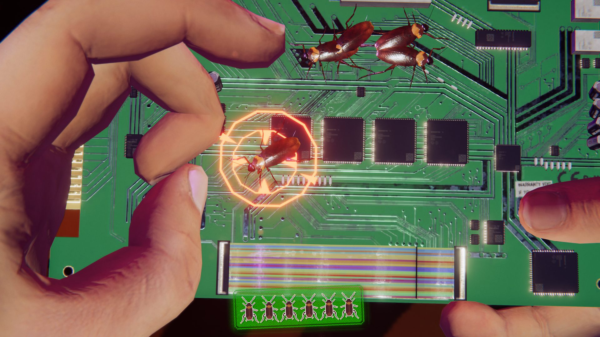 A screenshot of the Arcade Paradise Debugging minigame.