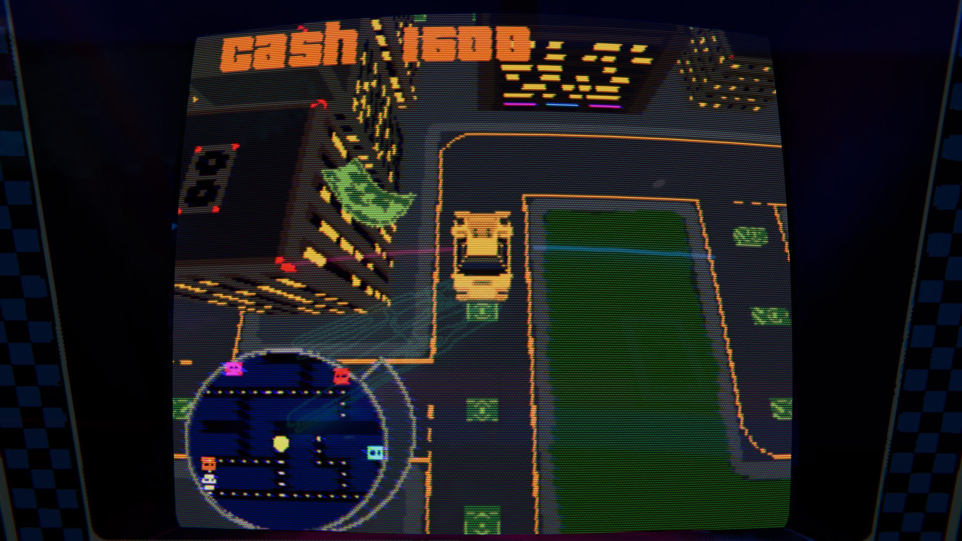 A screenshot from Arcade Paradise showcasing the Racer Chaser game.
