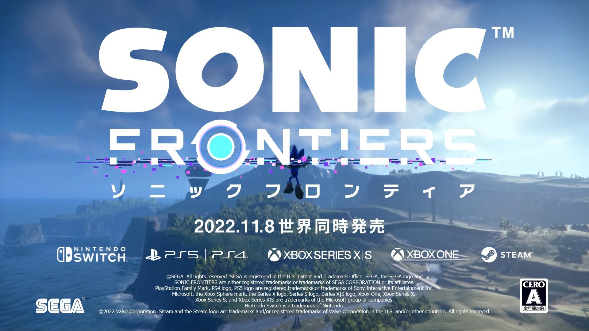 Sonic Frontiers release Sonic Frontiers release date from a Japanese trailer, dated the 8th of November.