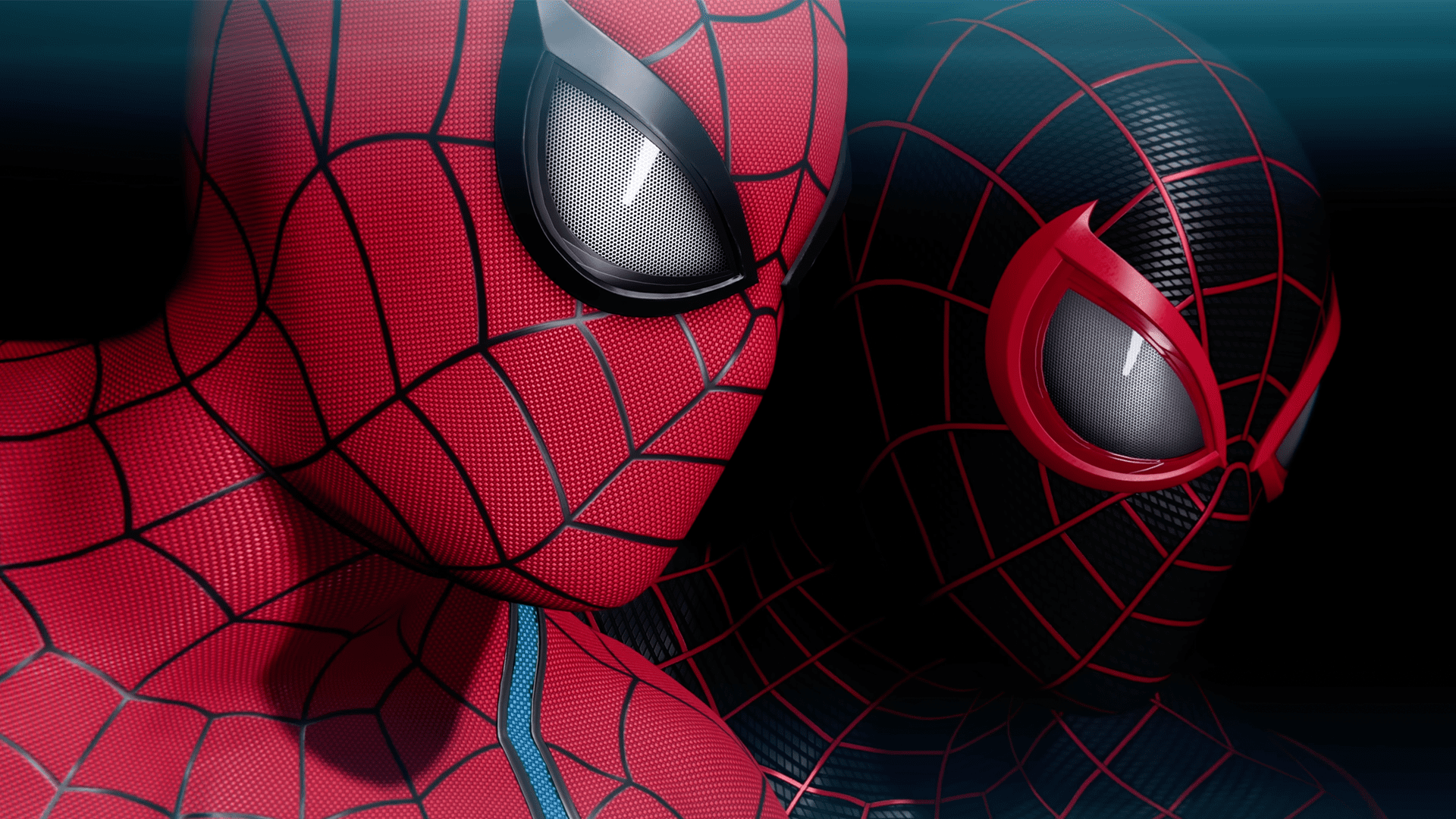 Marvels Spider Man 2 Spider Man and Miles Morales side by side headshots