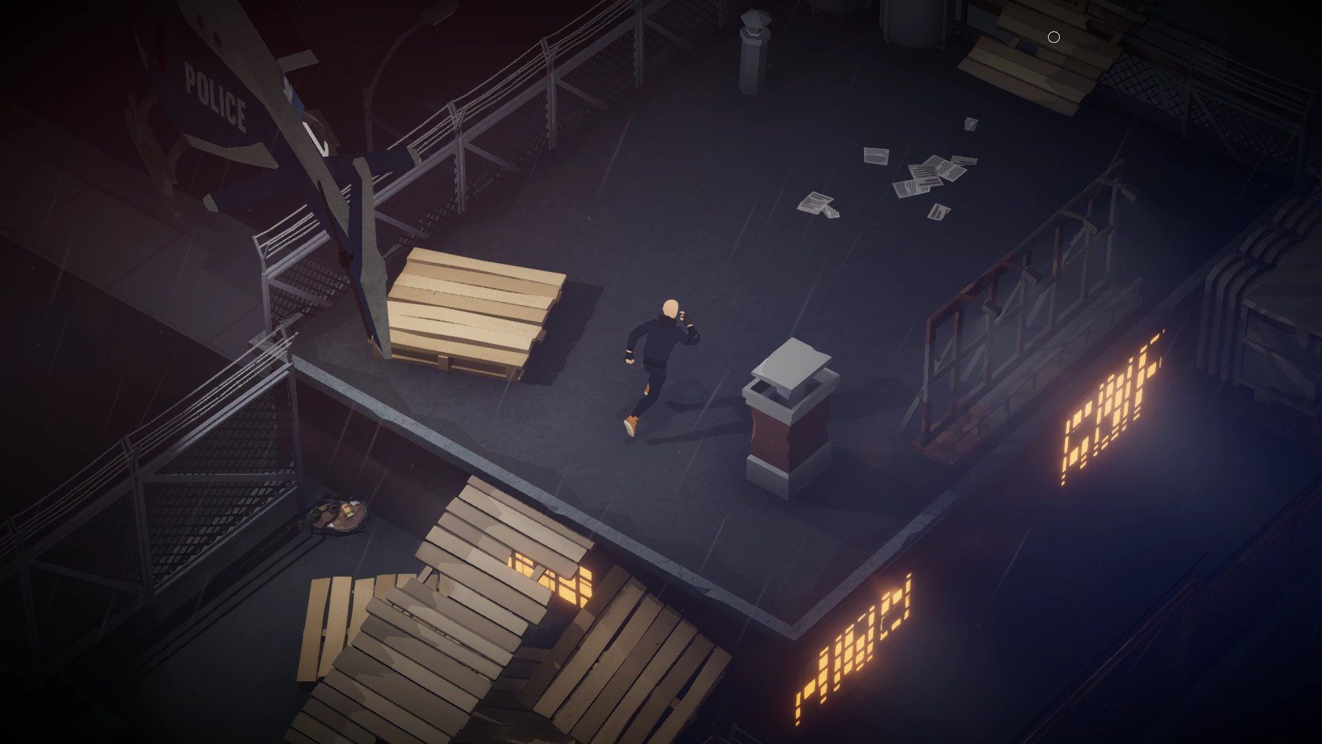 Midnight Fight Express protagonist Babyface running across a rooftop.