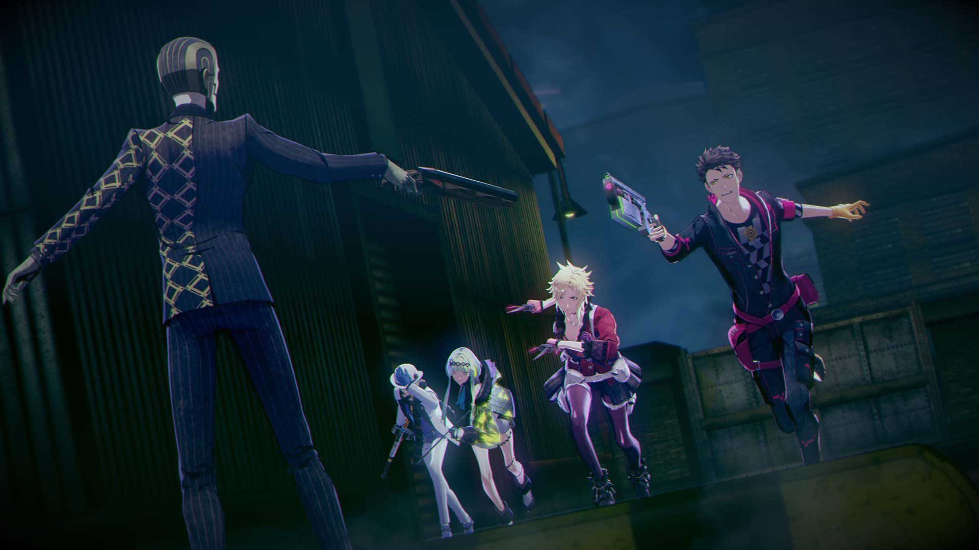 The player party in Soul Hackers 2 charging Iron Mask, the villain.