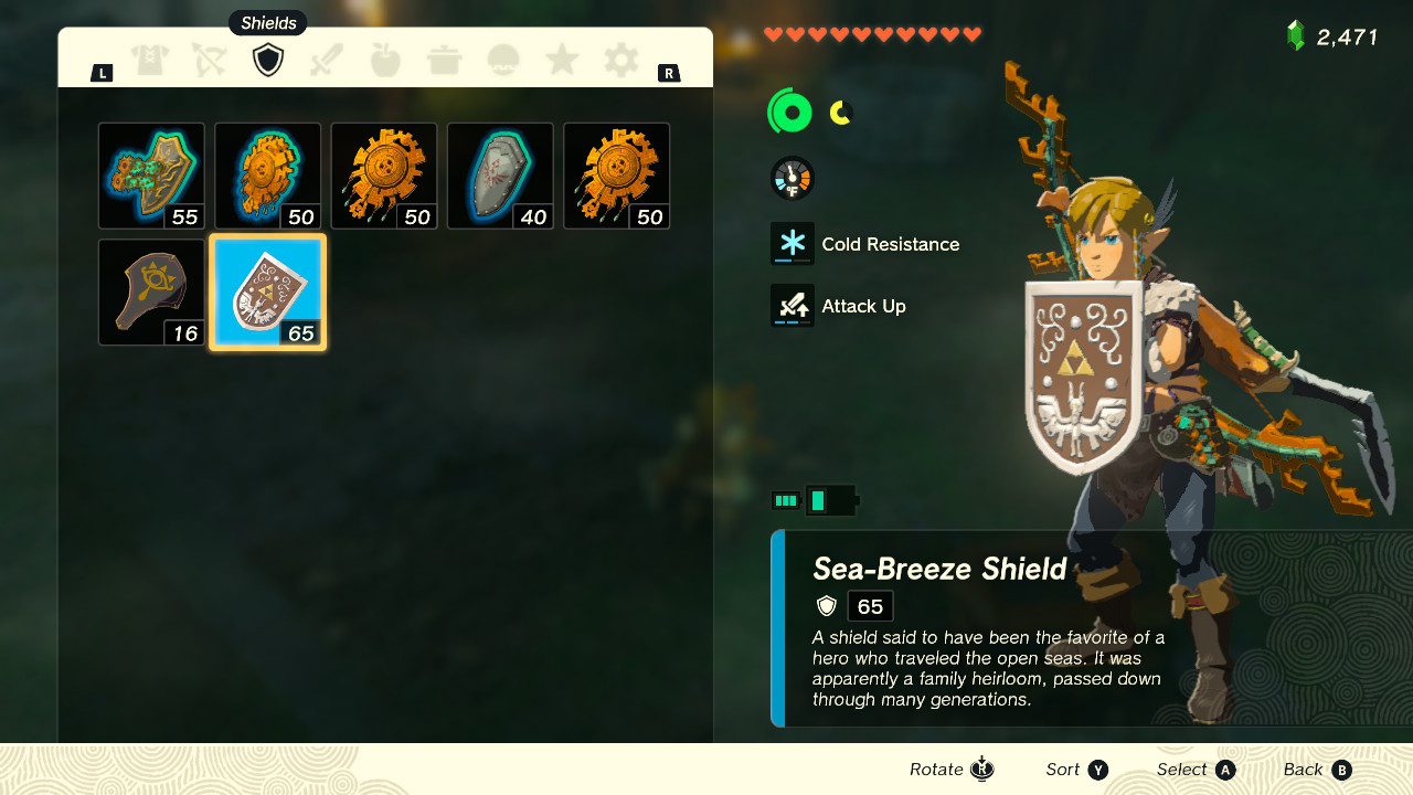 Wind Waker Zelda drops the Sea Breeze Shield, the Bygone Royal Fabric and other useful shields.