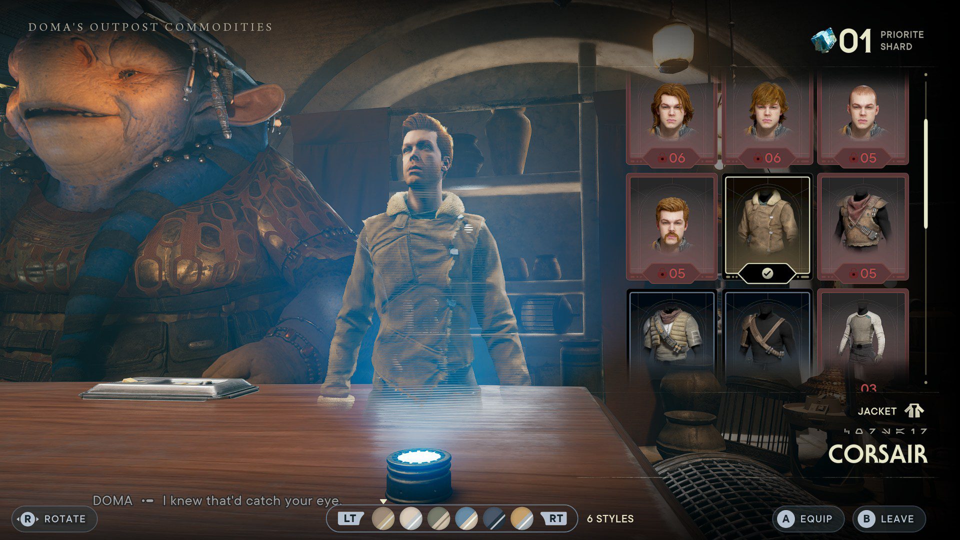 Jedi Survivor Shop Menu