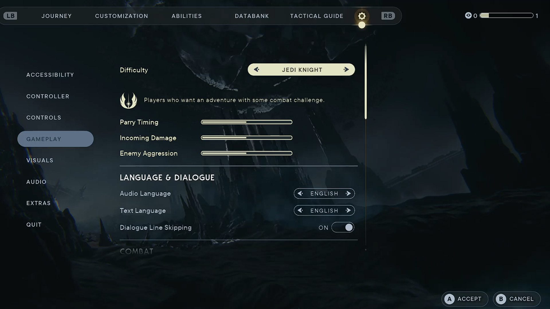 Star Wars Jedi Suvivor Difficulty Setting