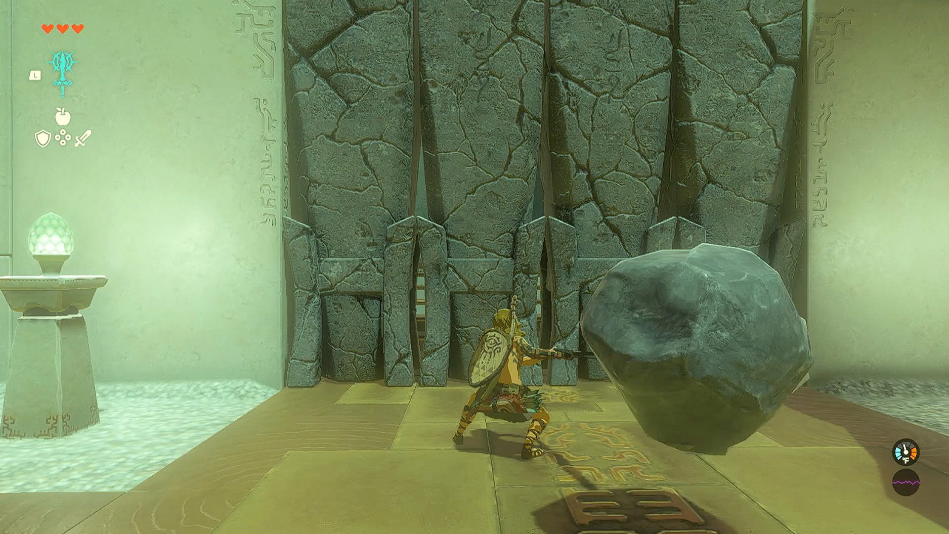 Zelda Tears of the Kingdom In Isa Shrine Breaking Boulder