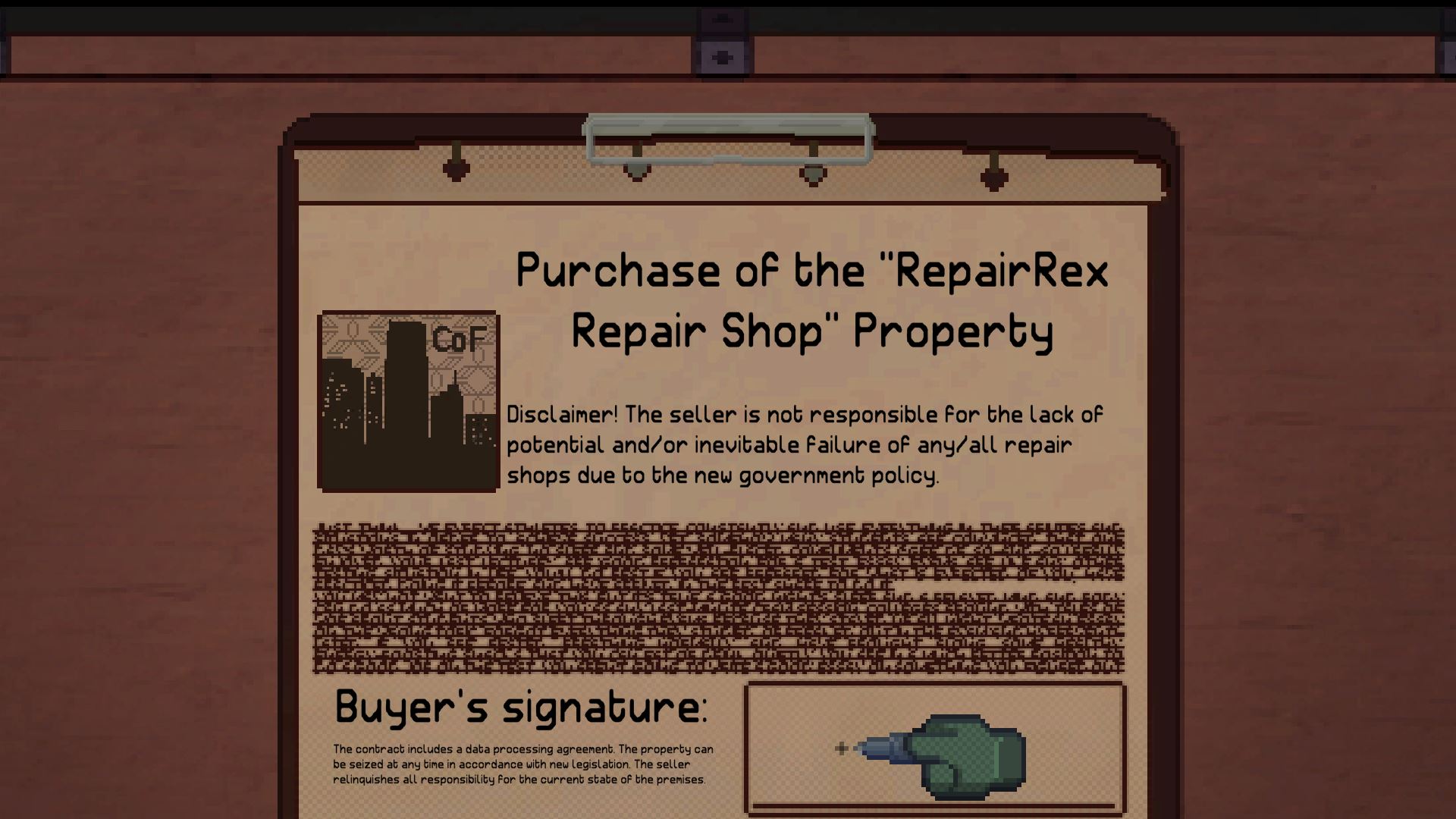 Contract The contract for Chris' new repair shop