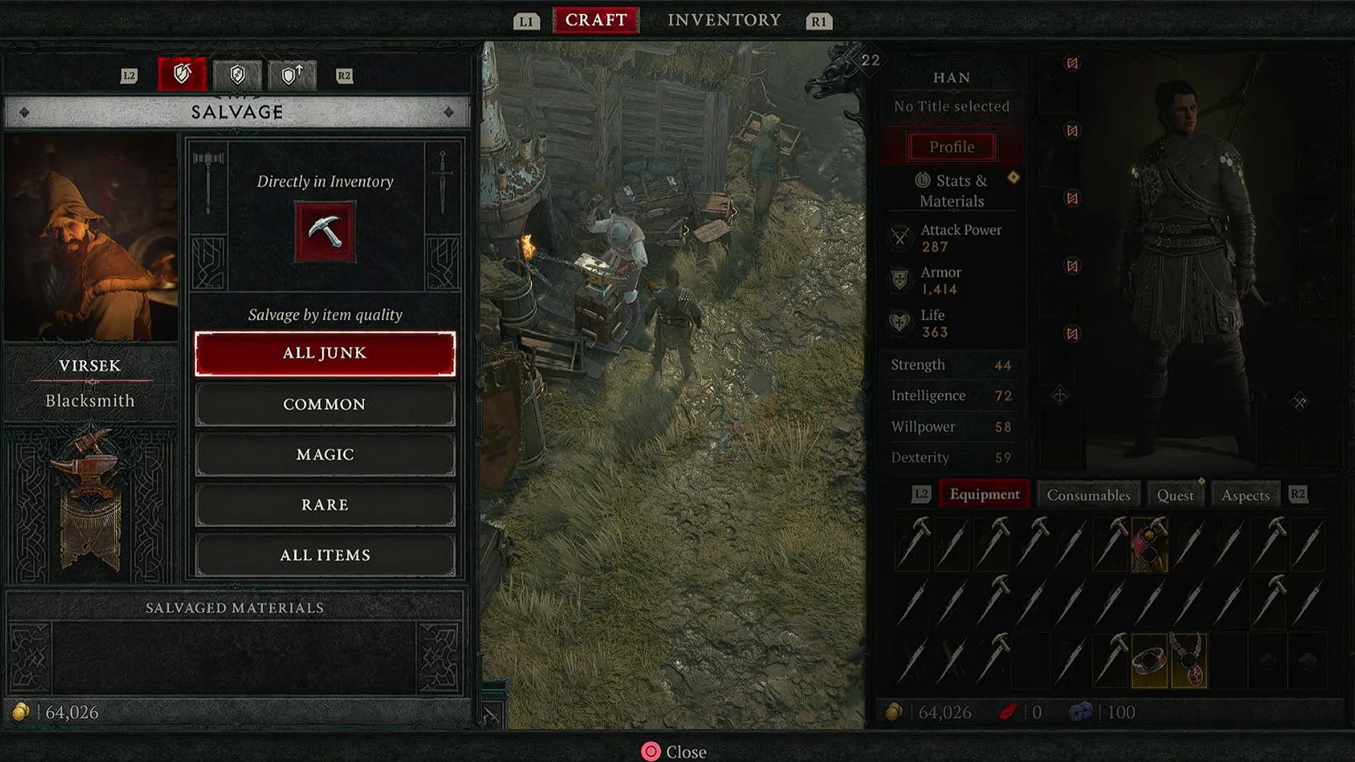 Diablo 4 Blacksmith Salvage Menu