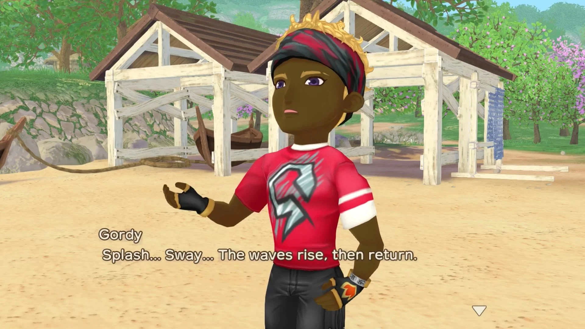 Gordy from the Story of Seasons A Wonderful Life having fun