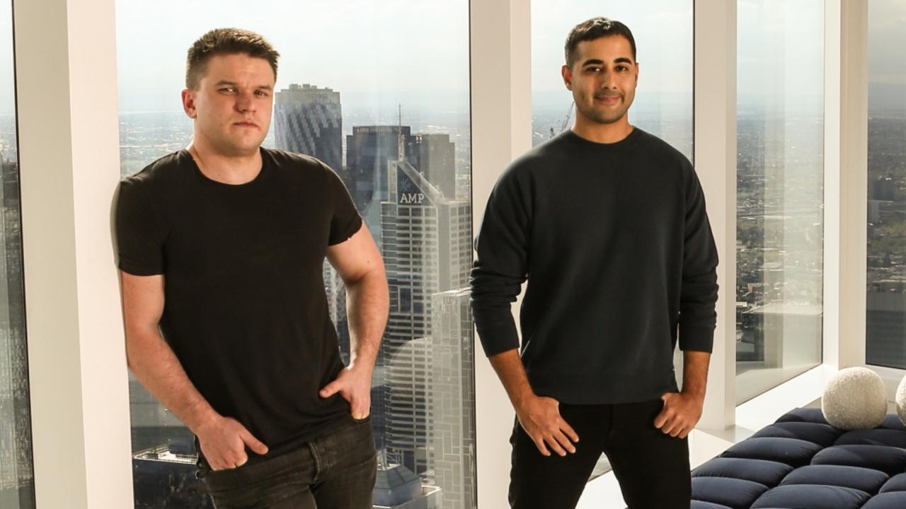 Ed Craven and Bijan Tehrani Kick CEO Ed Craven, left, along with Bijan Tehrani on the right, standing in a penthouse with a skyline behind them.