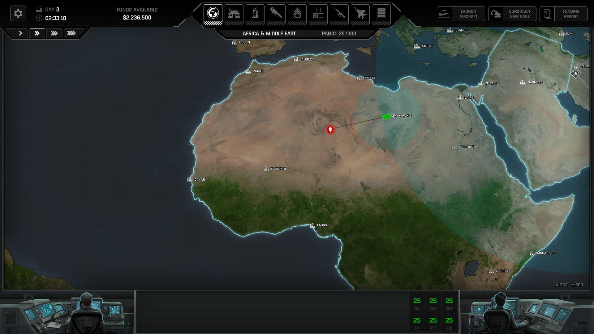 Xenonauts 2 overworld screen