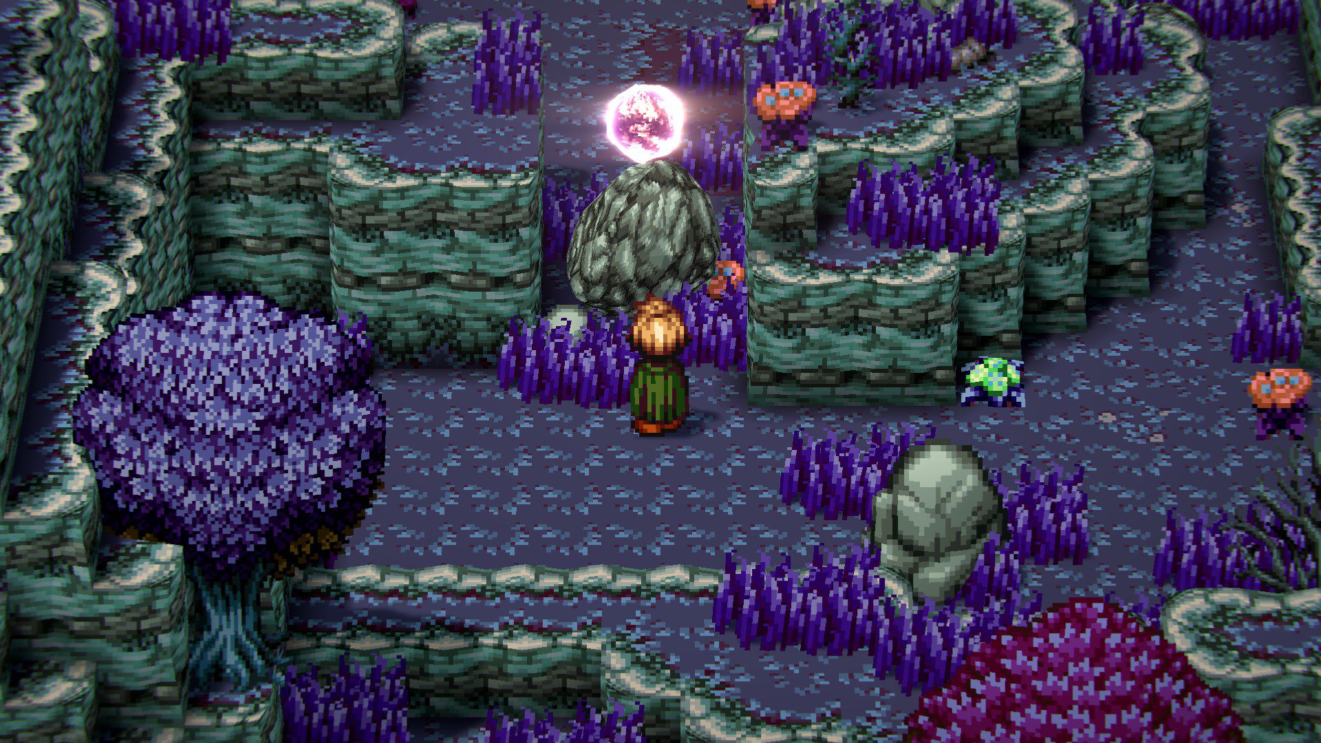 Atlas looking at a portal stuck behind a rock