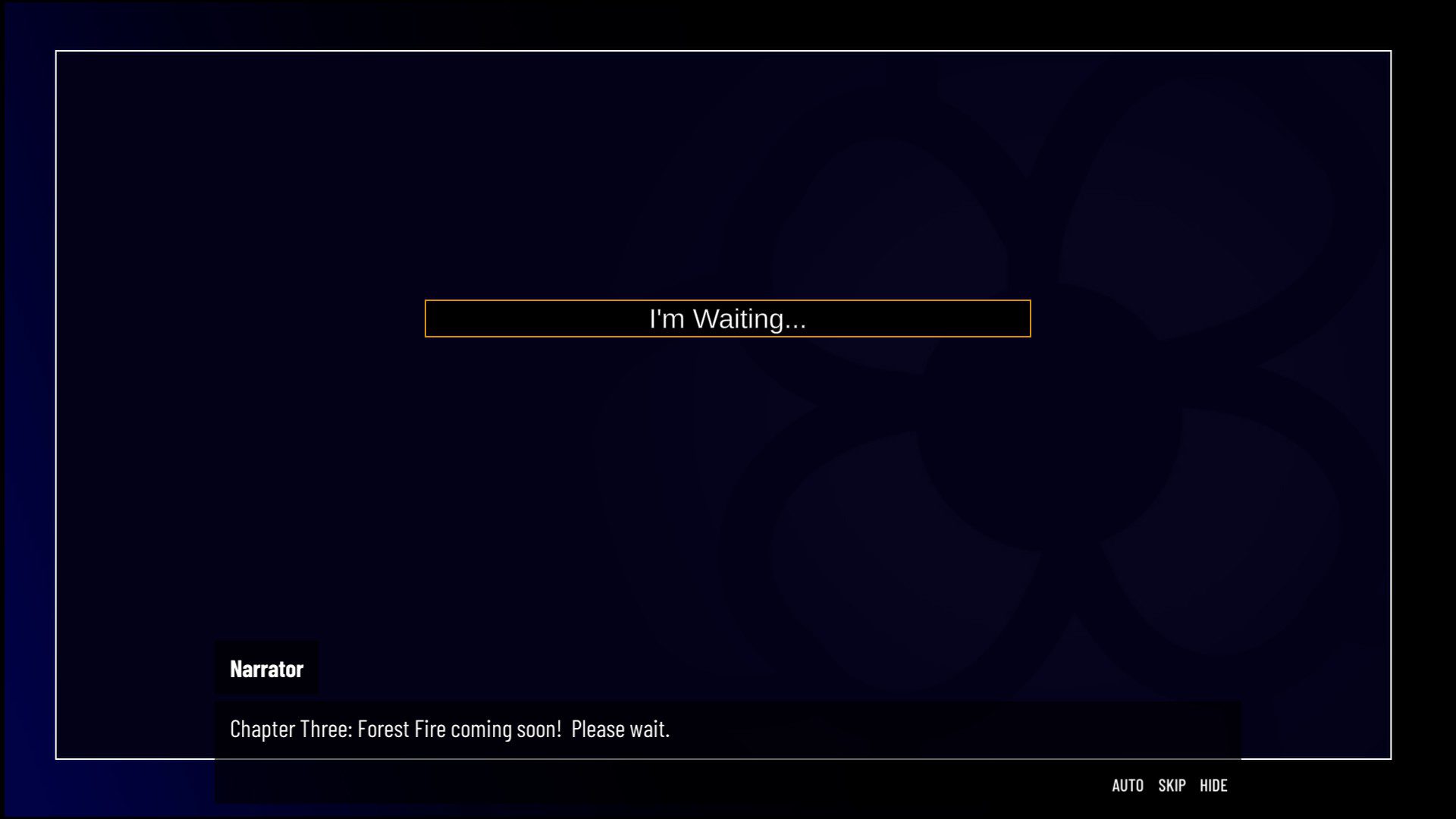 NonoWaiting Text announcing the next chapter is coming, with the only option being "I'm waiting..."