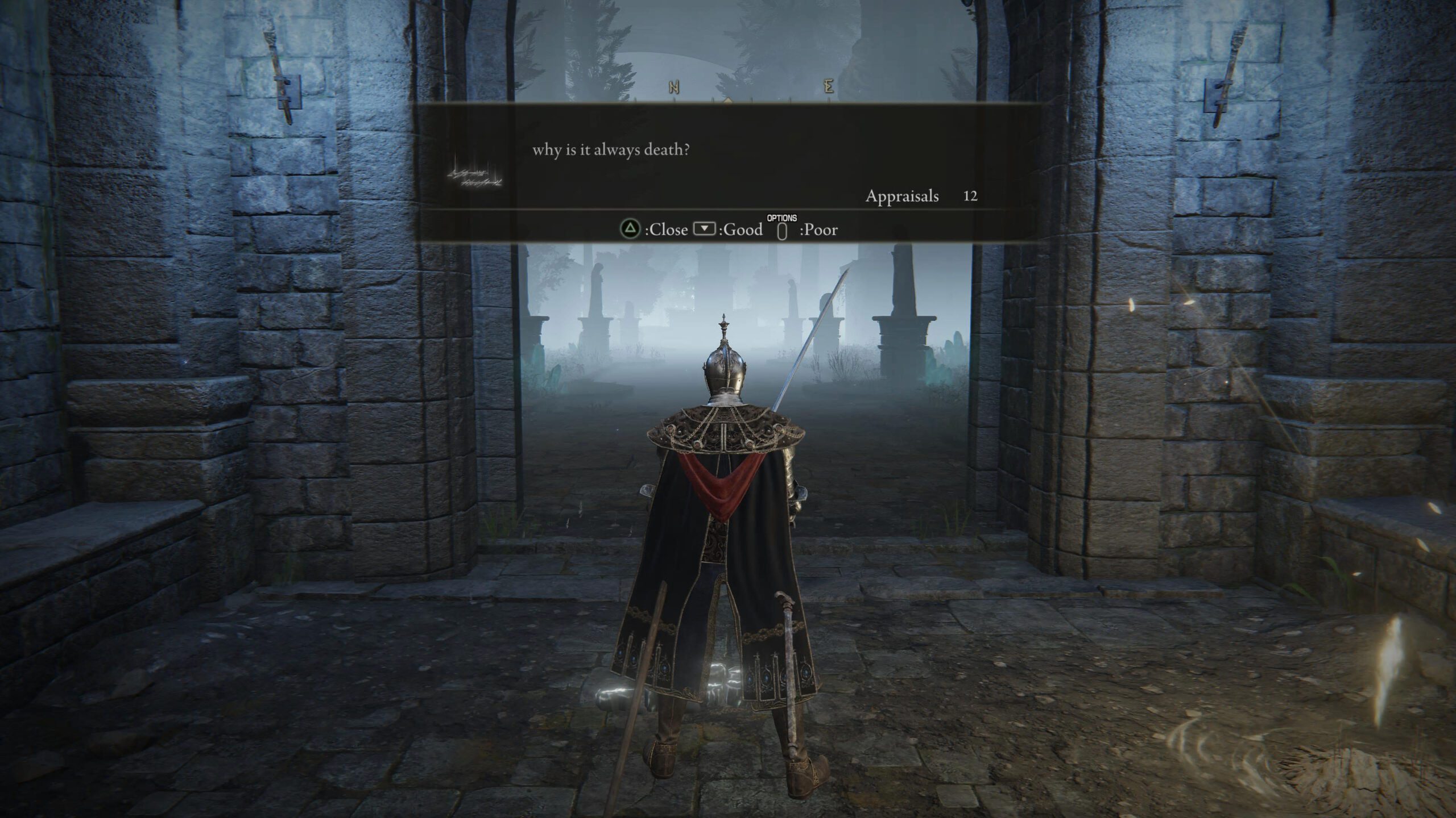 Elden Ring message reading 'why is it always death'