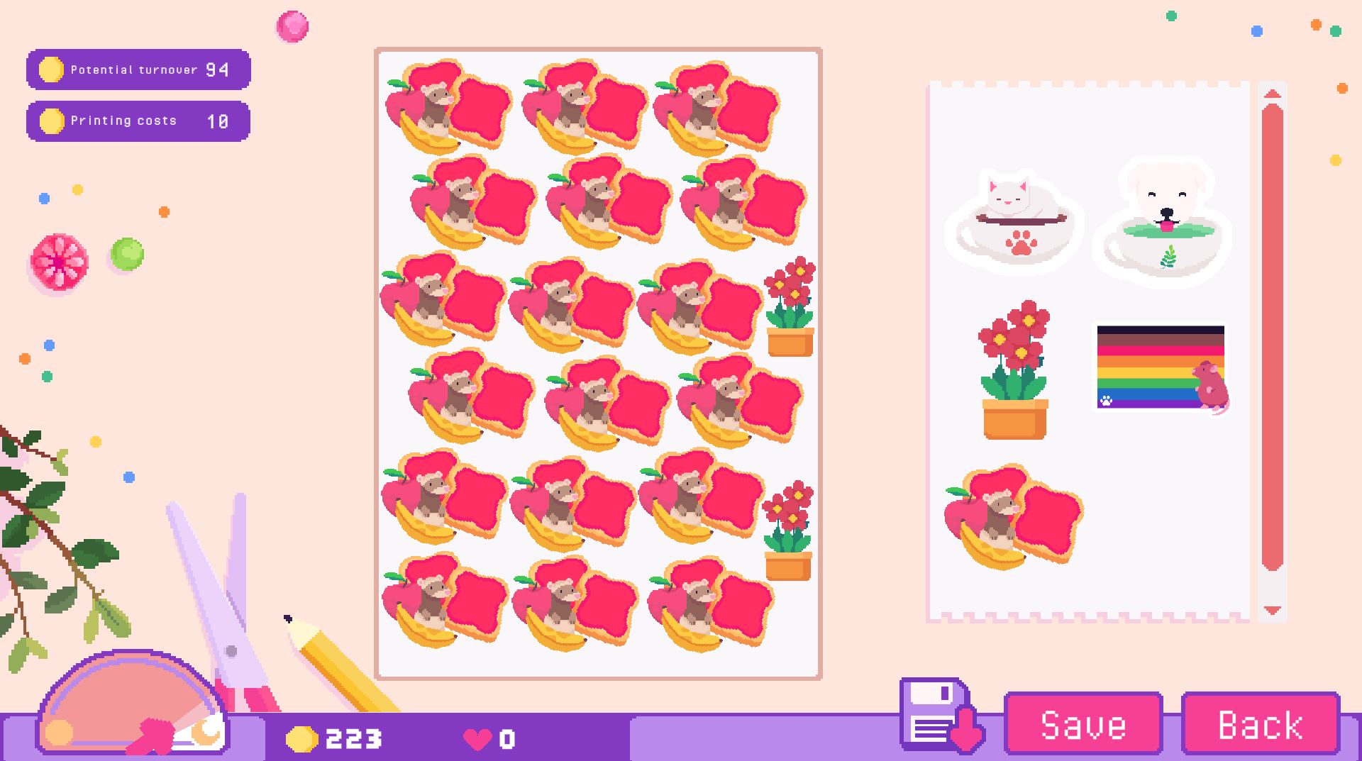 Printing stickers in Sticky Business