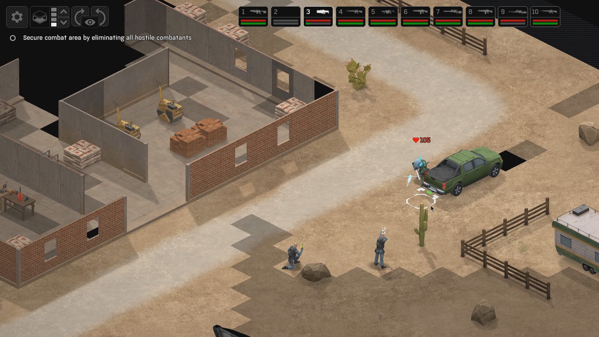 Xenonauts 2 encountering an alien in the streets of a city.