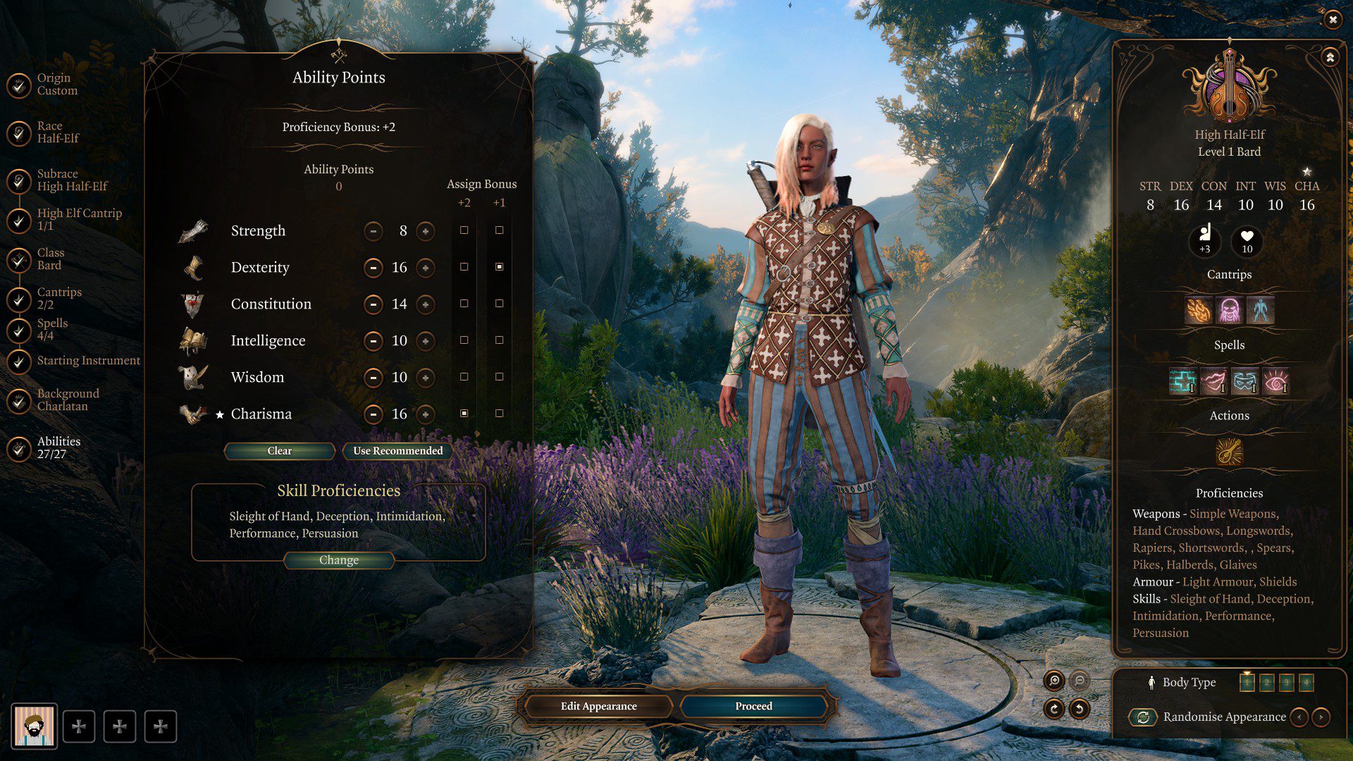 Baldur's Gate 3's character creation menu