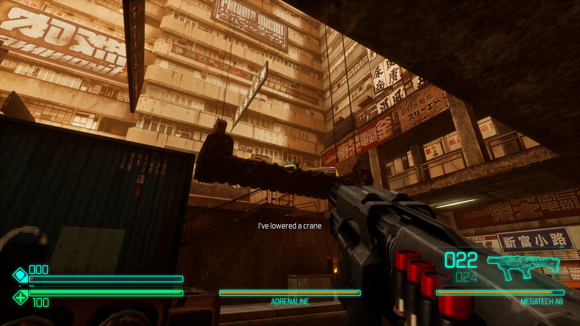Father lowering a crane down for the player character