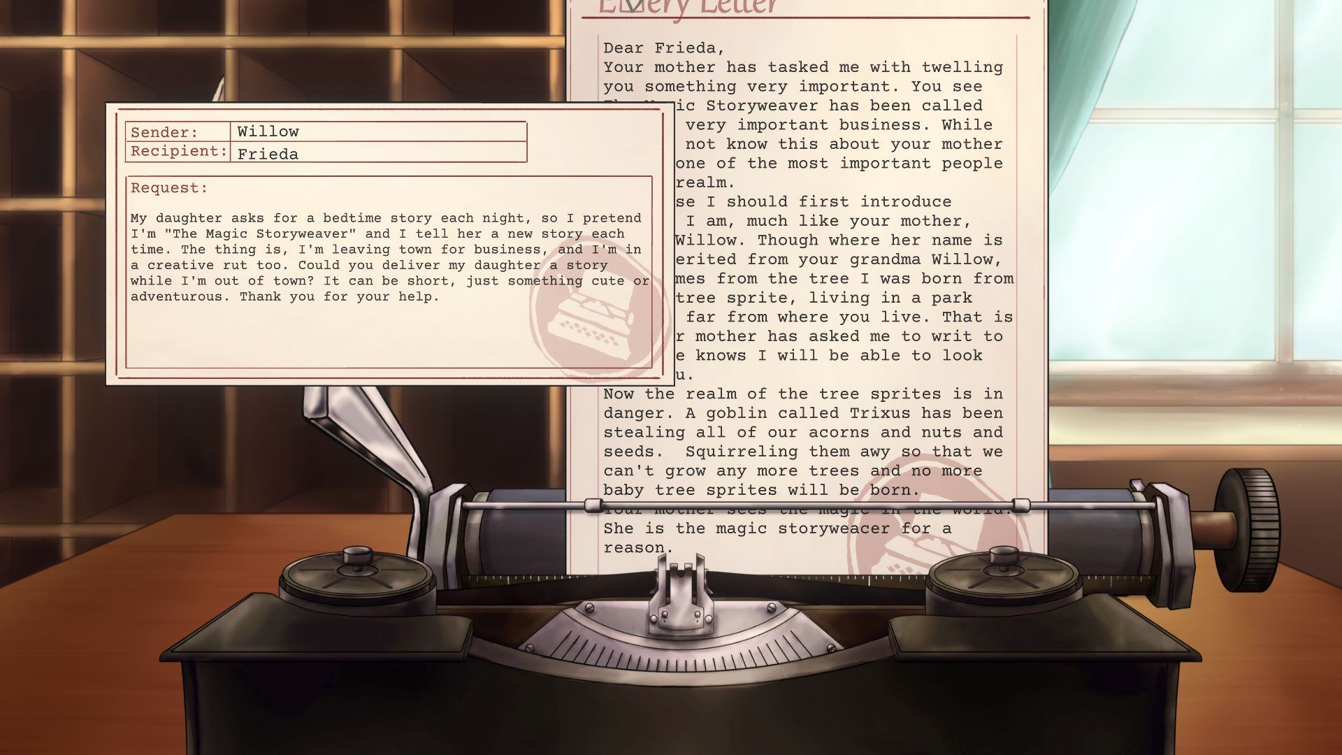 Writing a letter in Every Letter