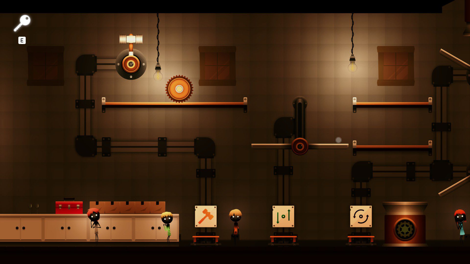 In His Time platforming puzzle with various machines.