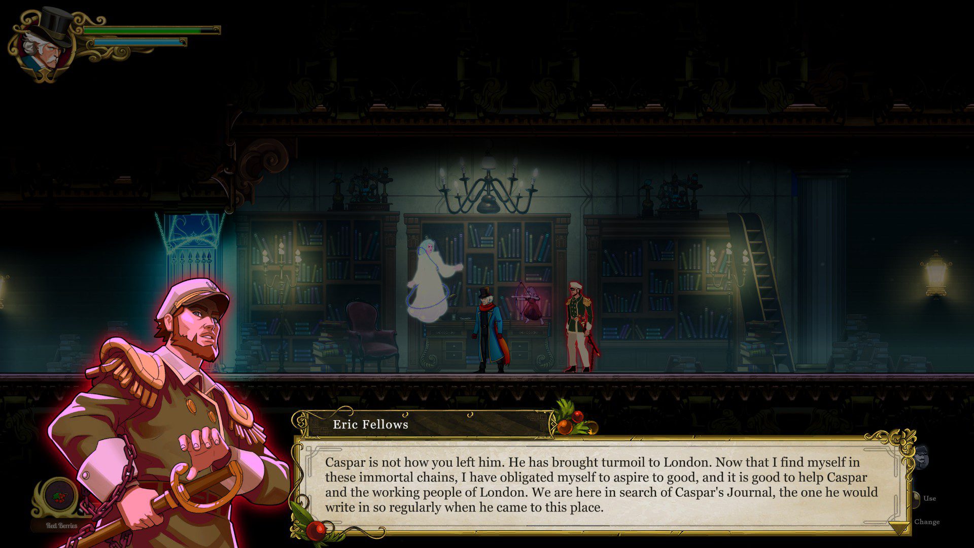 A ghost explaining to Ebenezer how doing good is good and what they are doing to help Casper is good