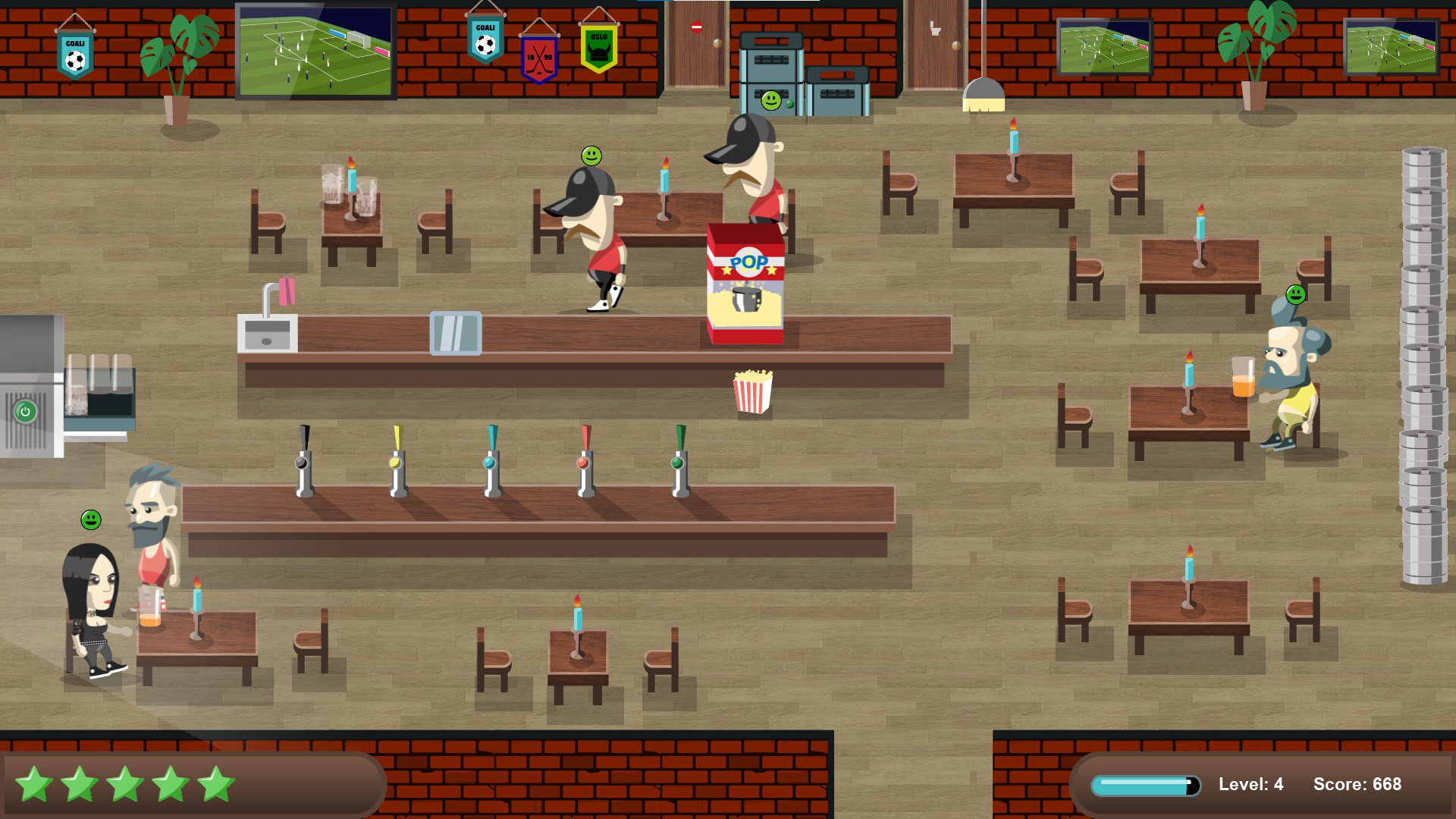 A screenshot with several clients in one of the early bars