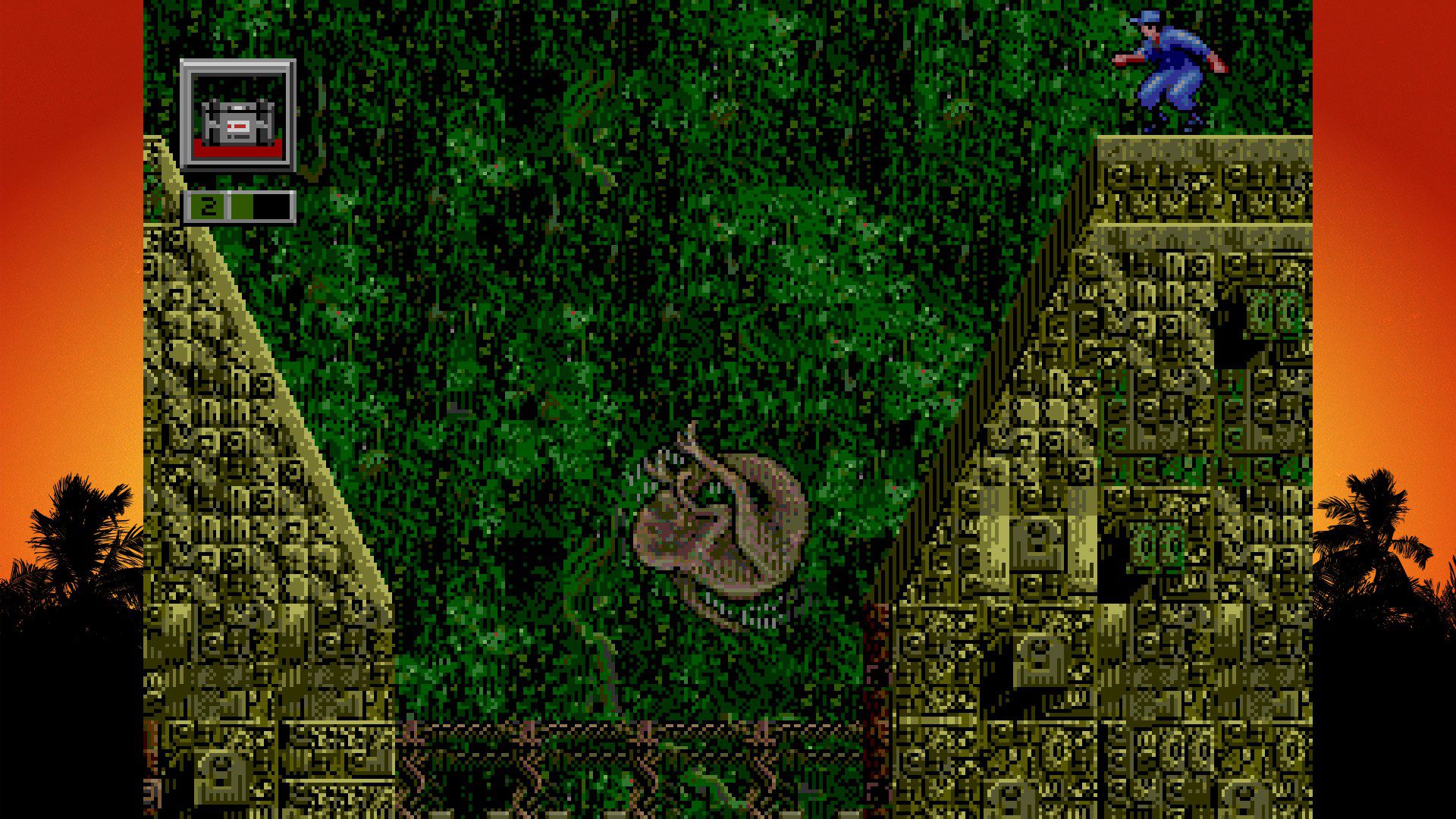 A raptor tucked in a ball during a double jump. From Jurassic Park: Rampage Edition.