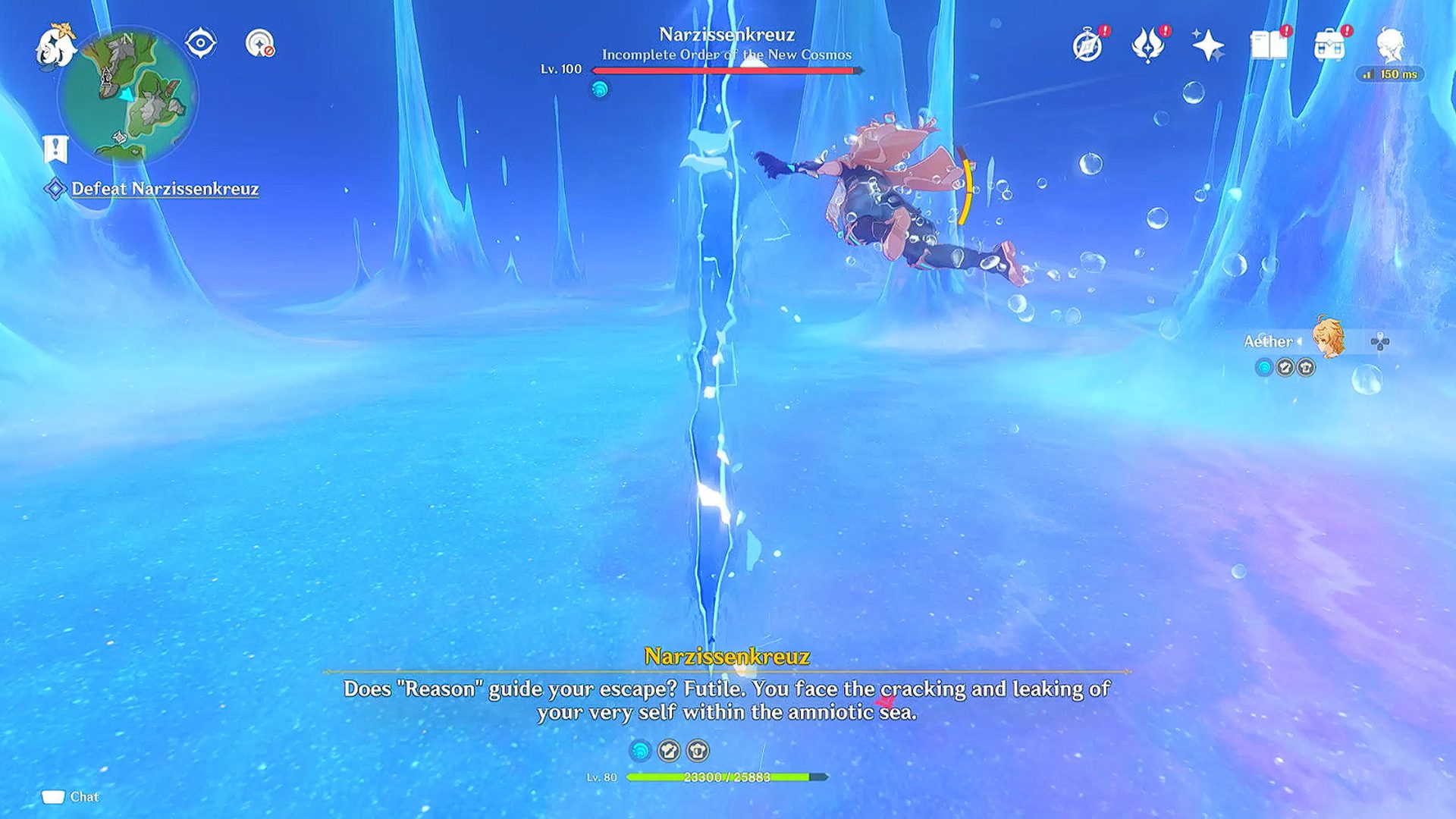 Genshin Impact Narzissenkreuz Boss Fight Swimming