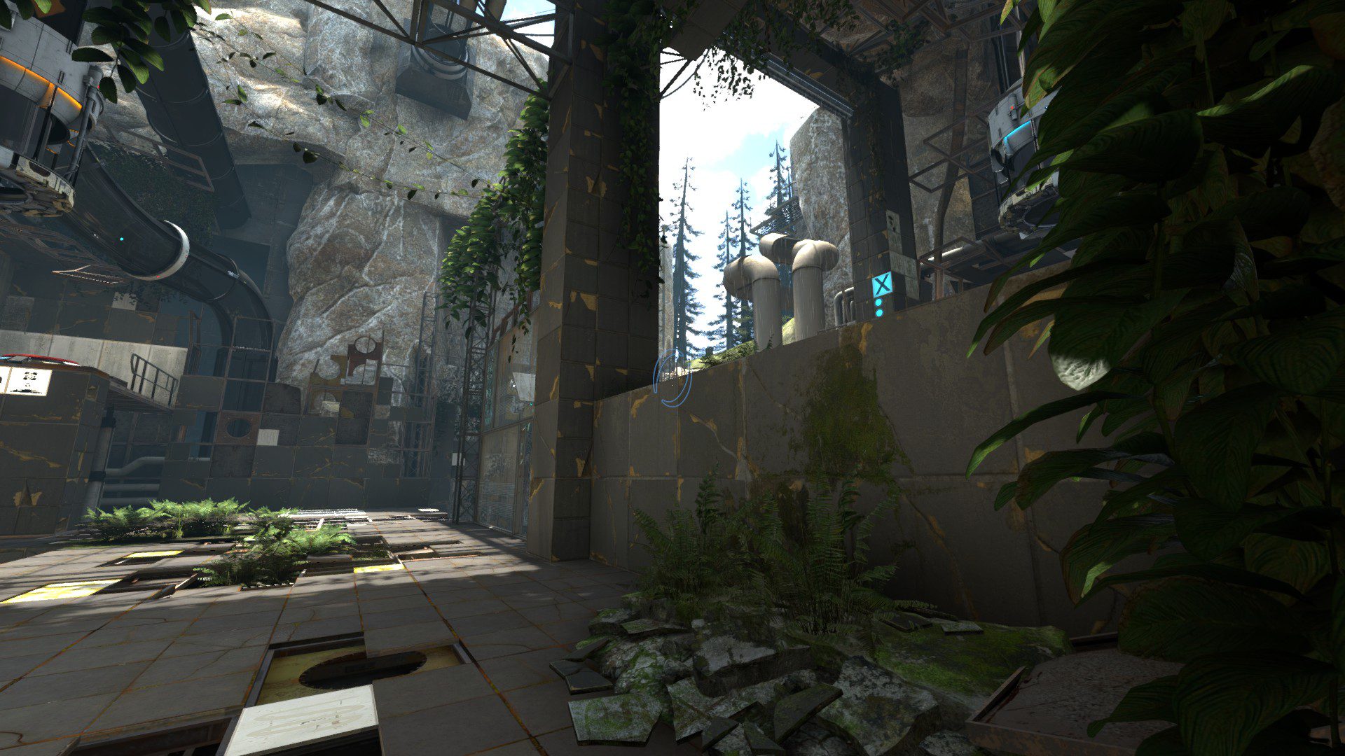 A peek at the blue skybox of Portal: Revolution