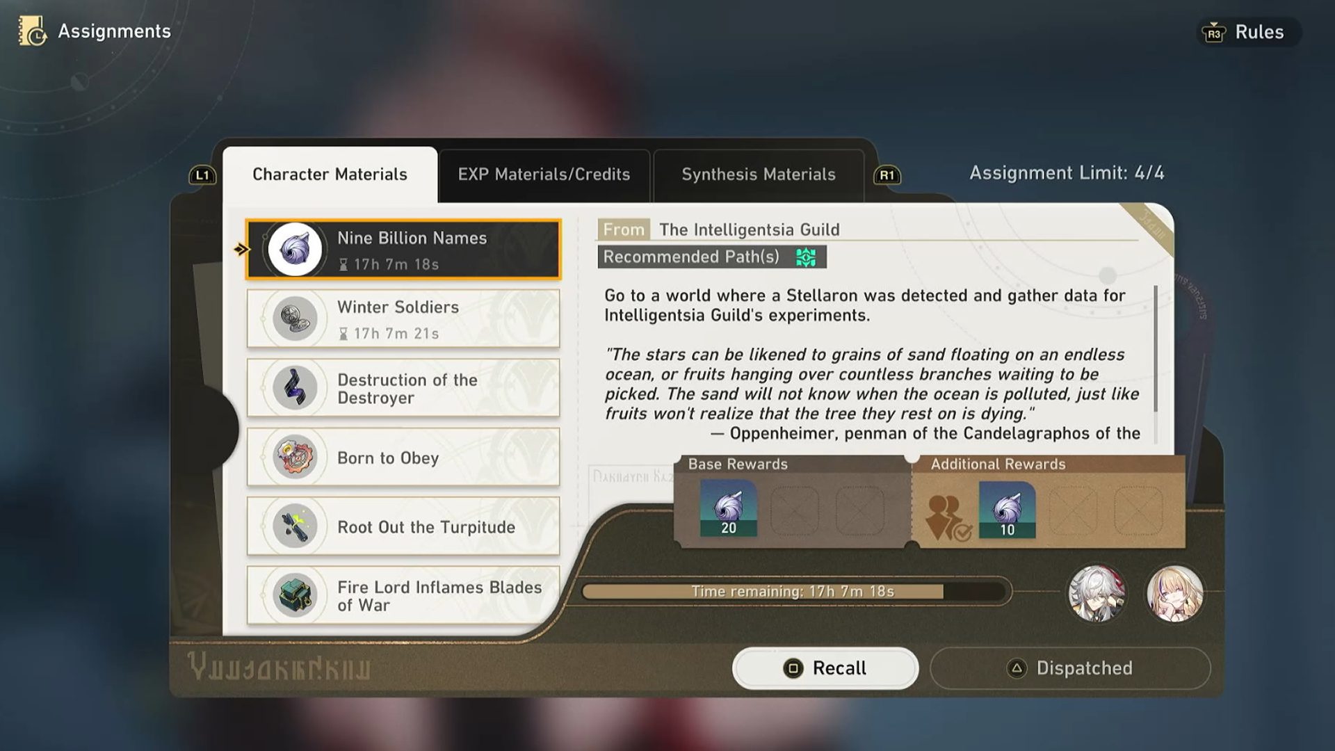 Honkai Star Rail Assignments