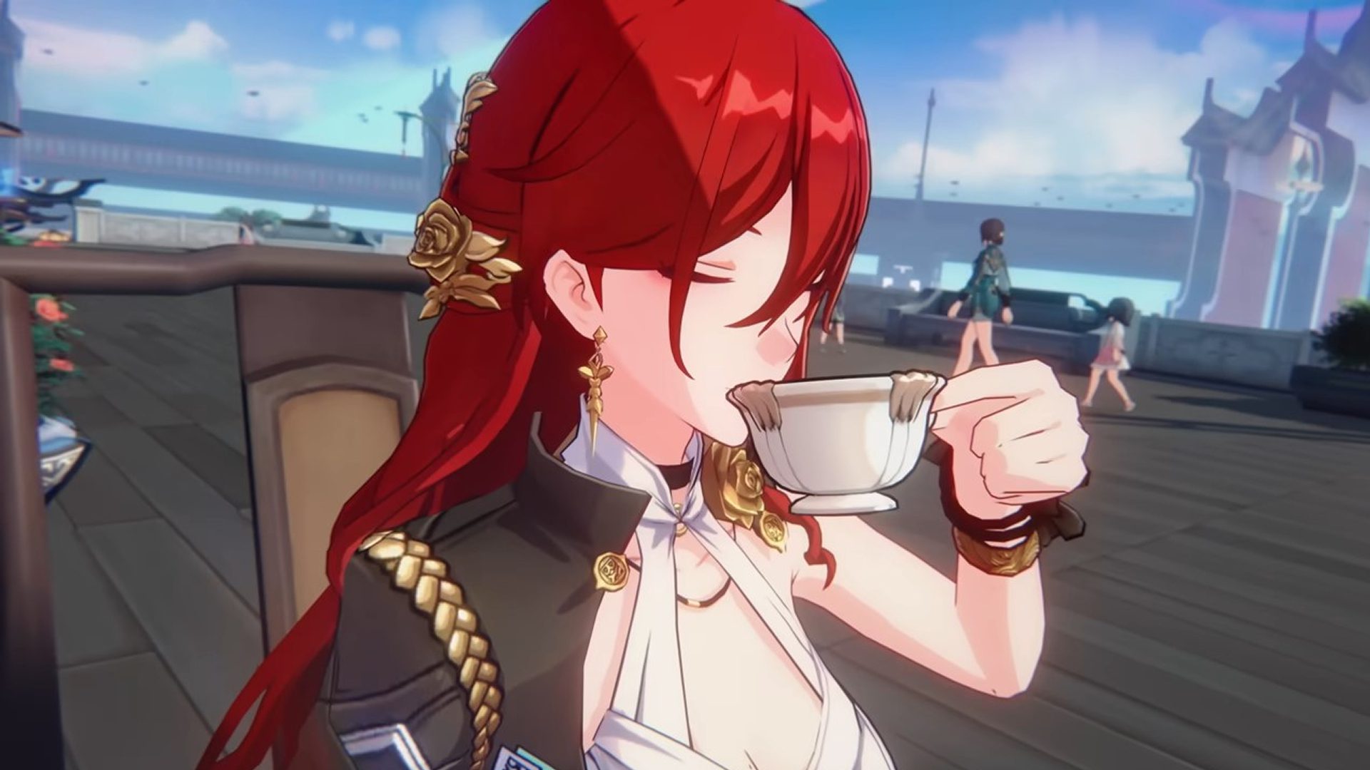Honkai Star Rail Himeko Drinking Tea