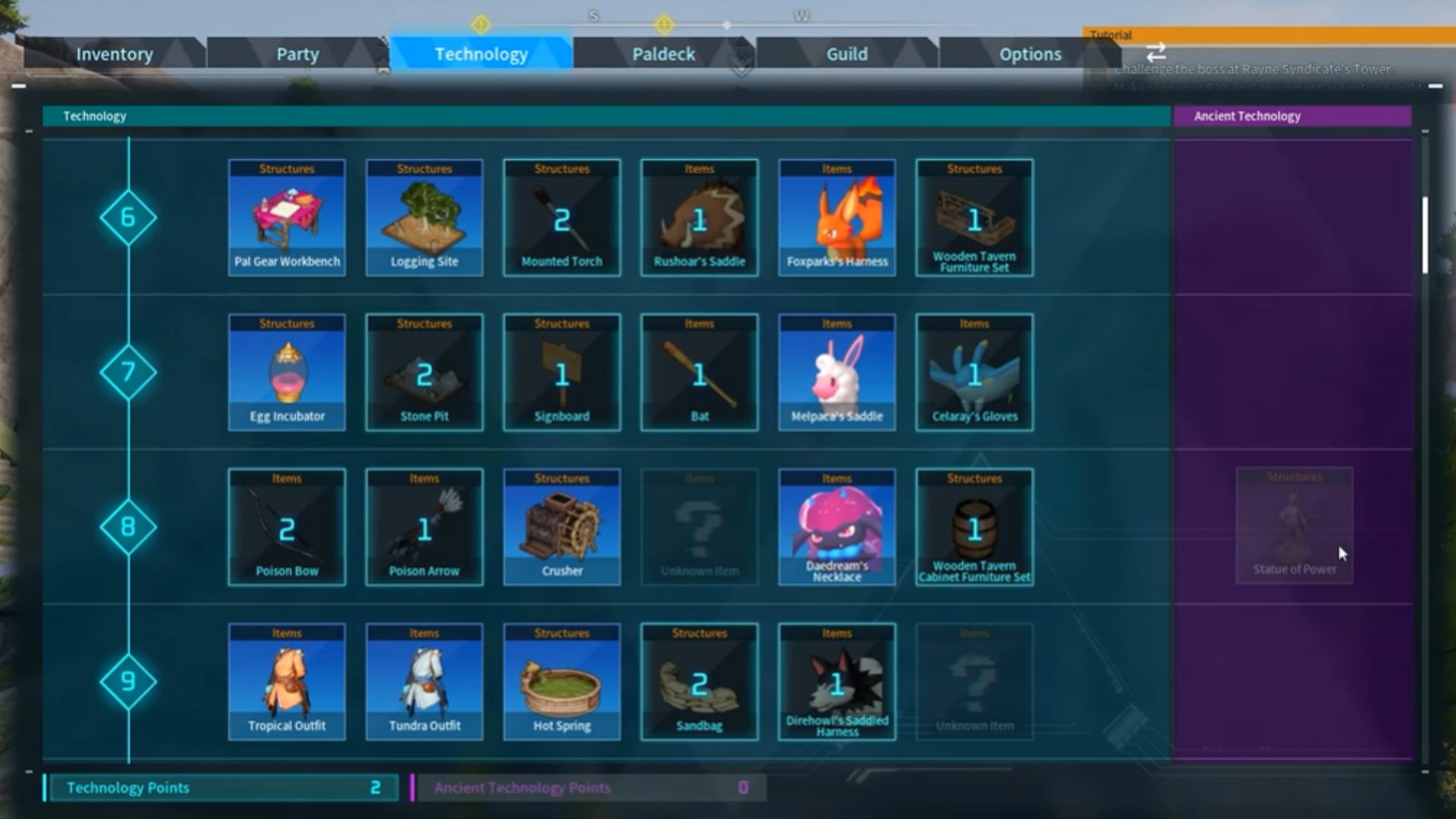 Palworld Technology Tree
