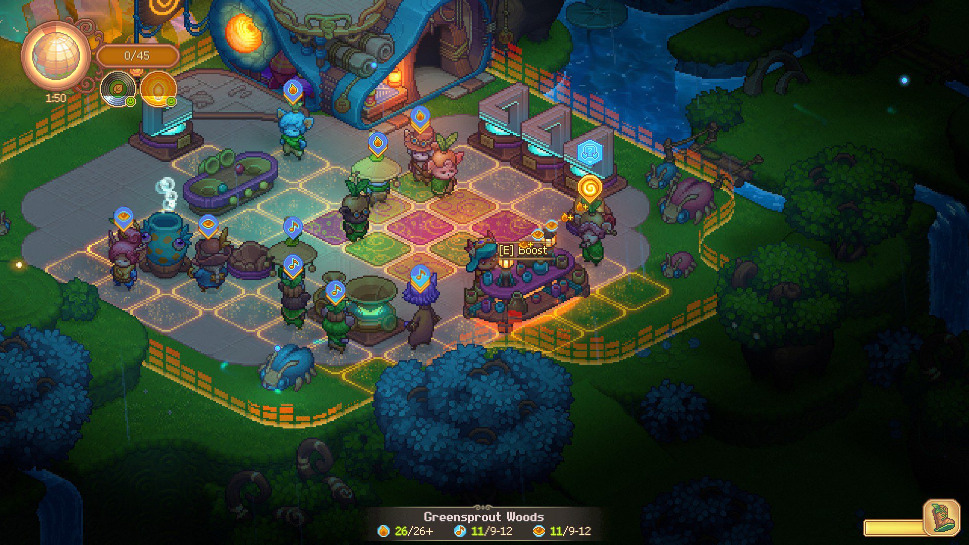 A party with many different yordles wearing green, garden outfits