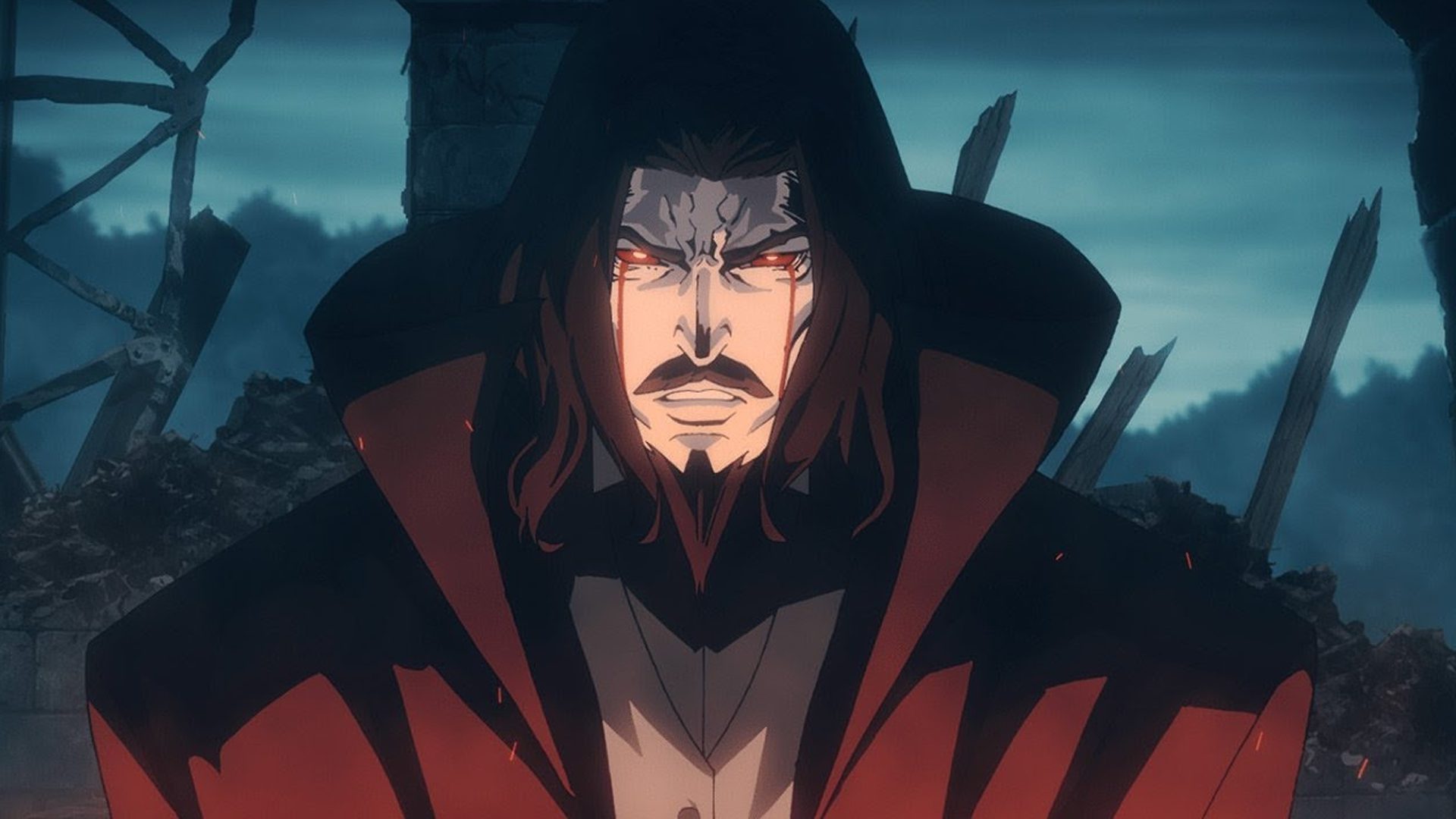 A screenshot of Dracula from the Castlevania netflix series