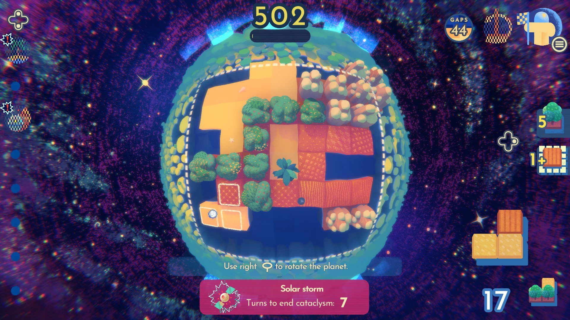 PlaTiGame A screenshot of a typical game of Planetiles