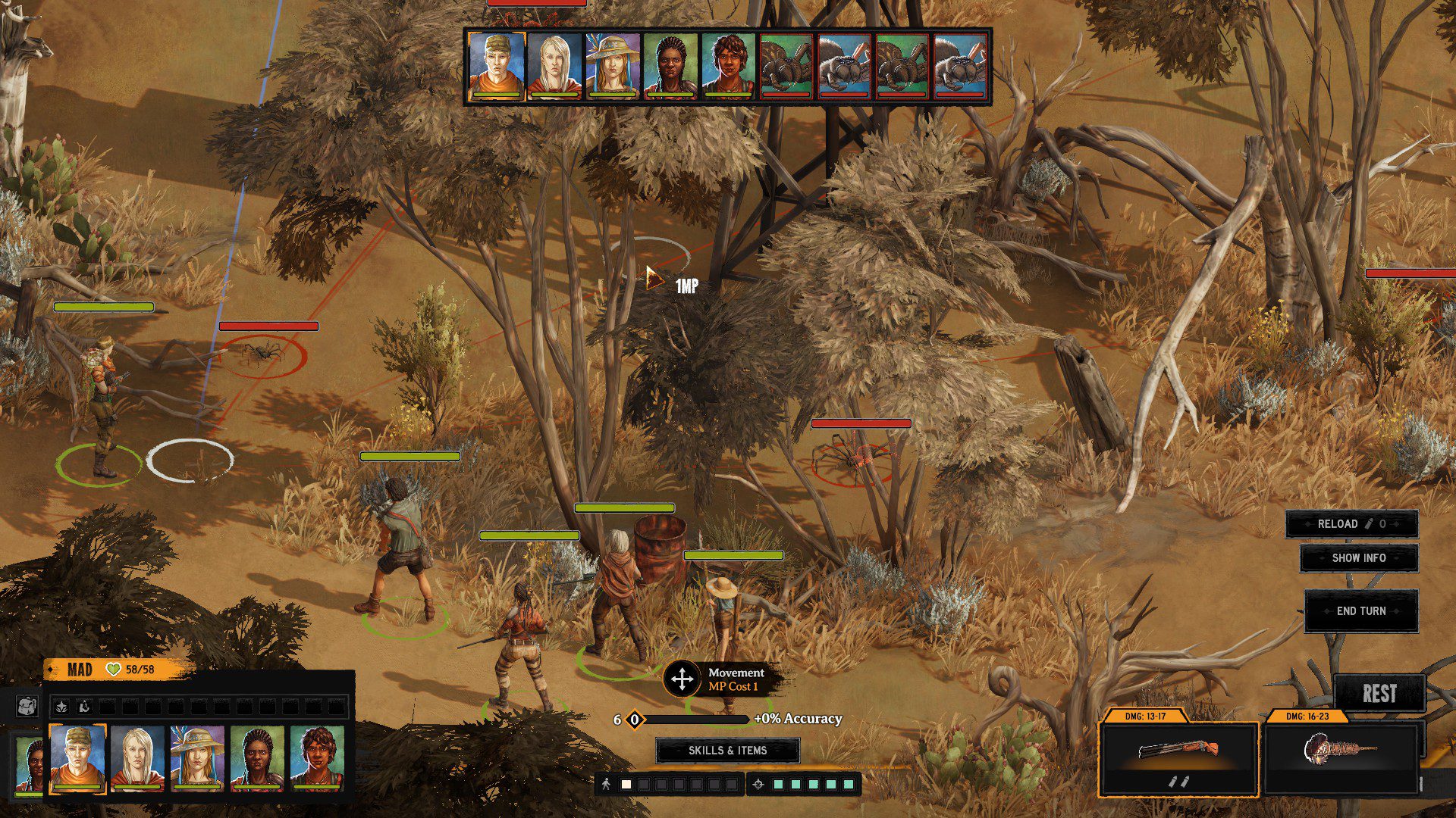 Broken Roads, fighting giant spiders in a desert