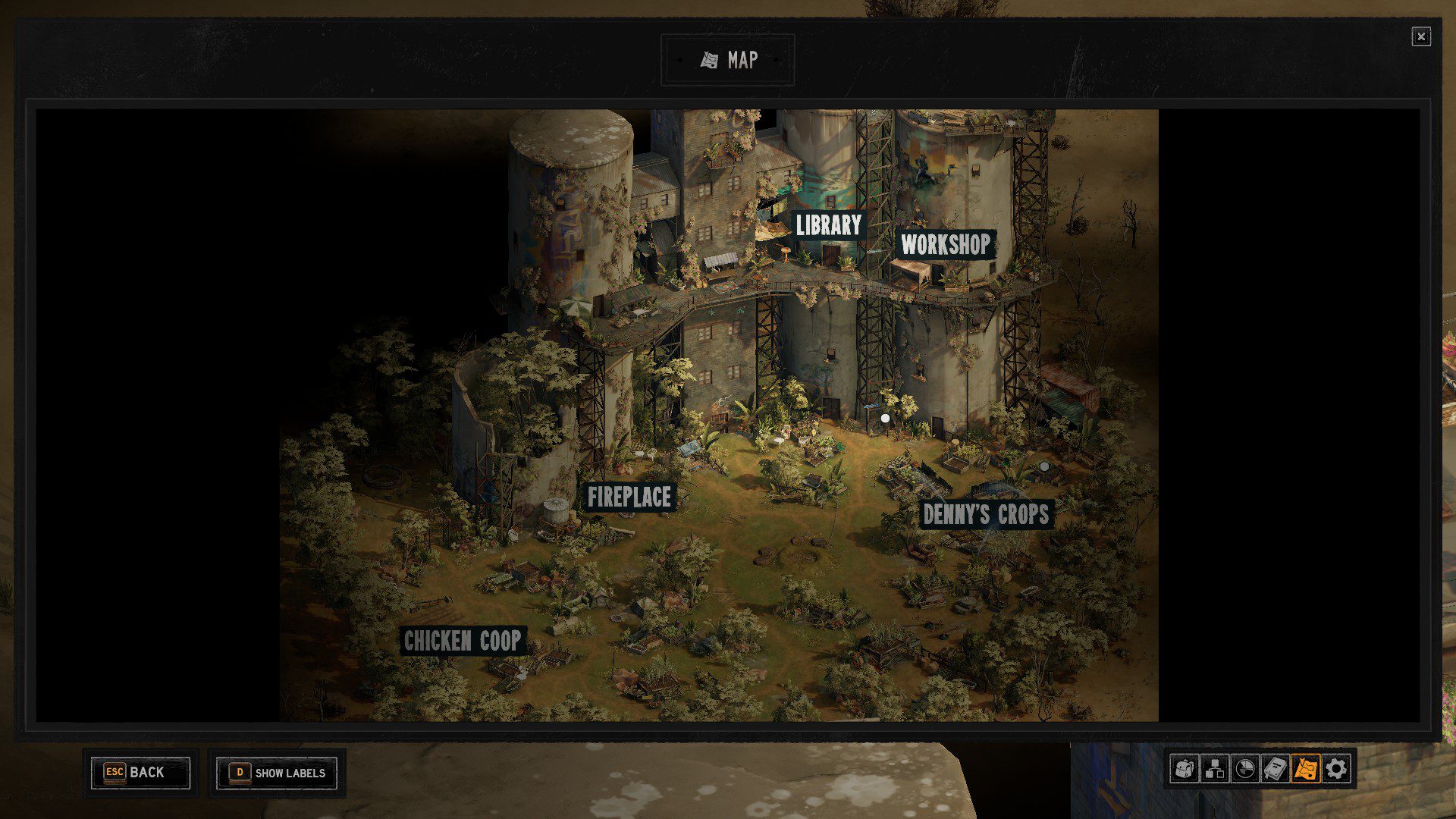 Broken Roads, map of a settlement.