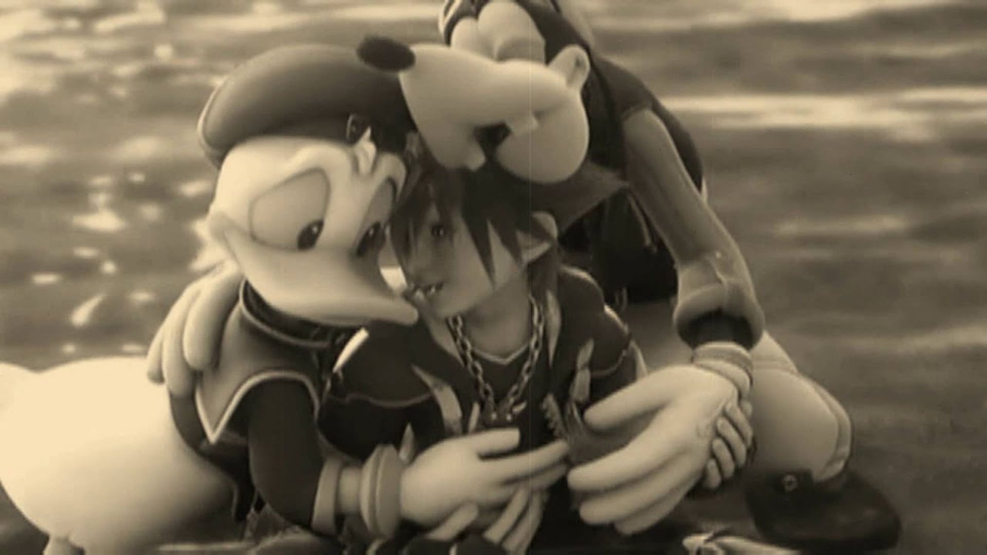 Sora Donald Goofy Hug