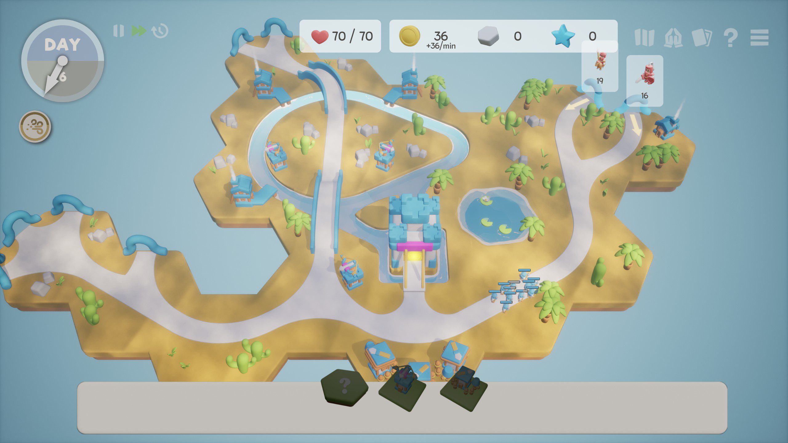 Hexguardian a desert map with a closed loop of rivers.